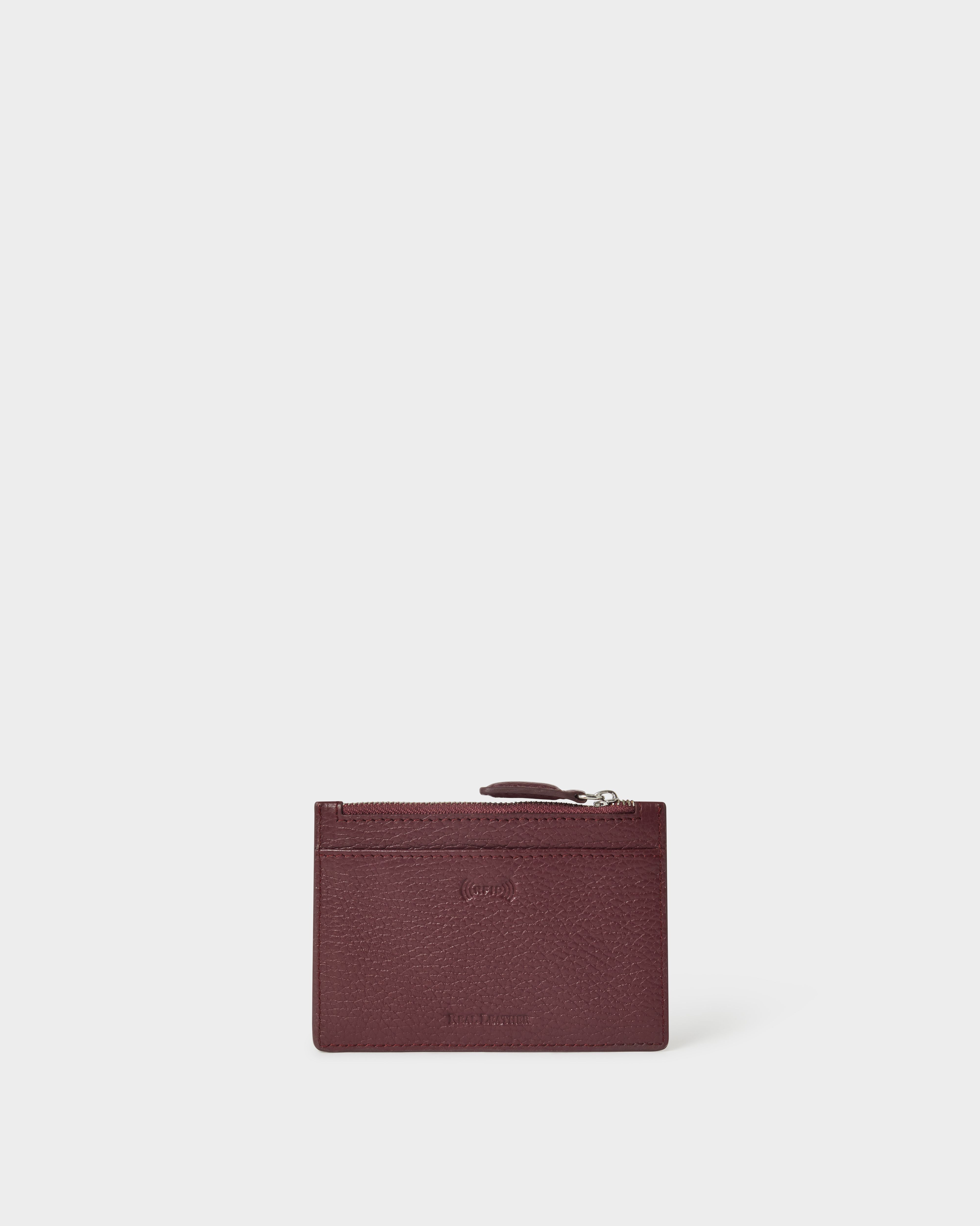 Image number 4 of The Jacob Leather Zip Card Holder in Merlot