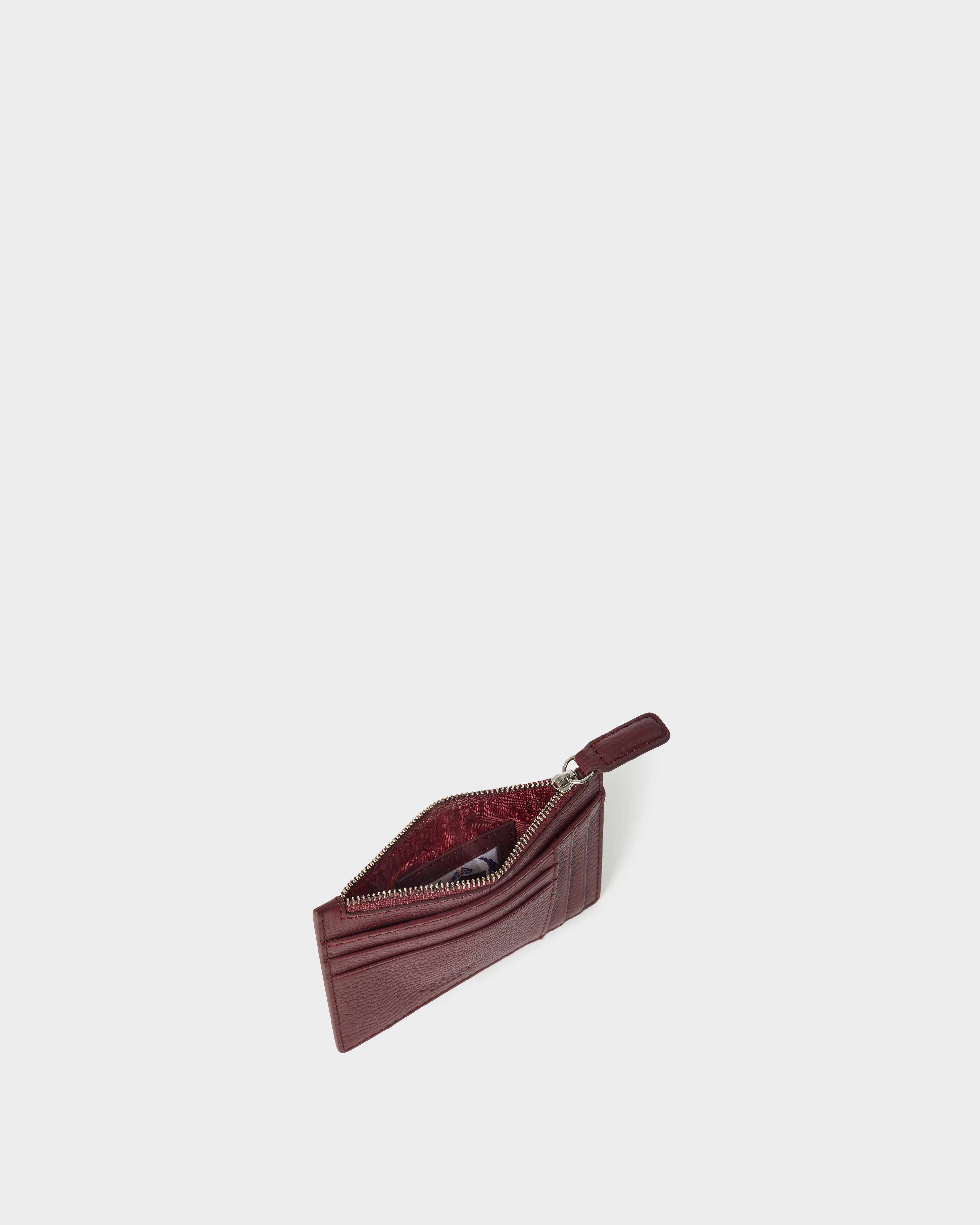 Image number 3 of The Jacob Leather Zip Card Holder in Merlot