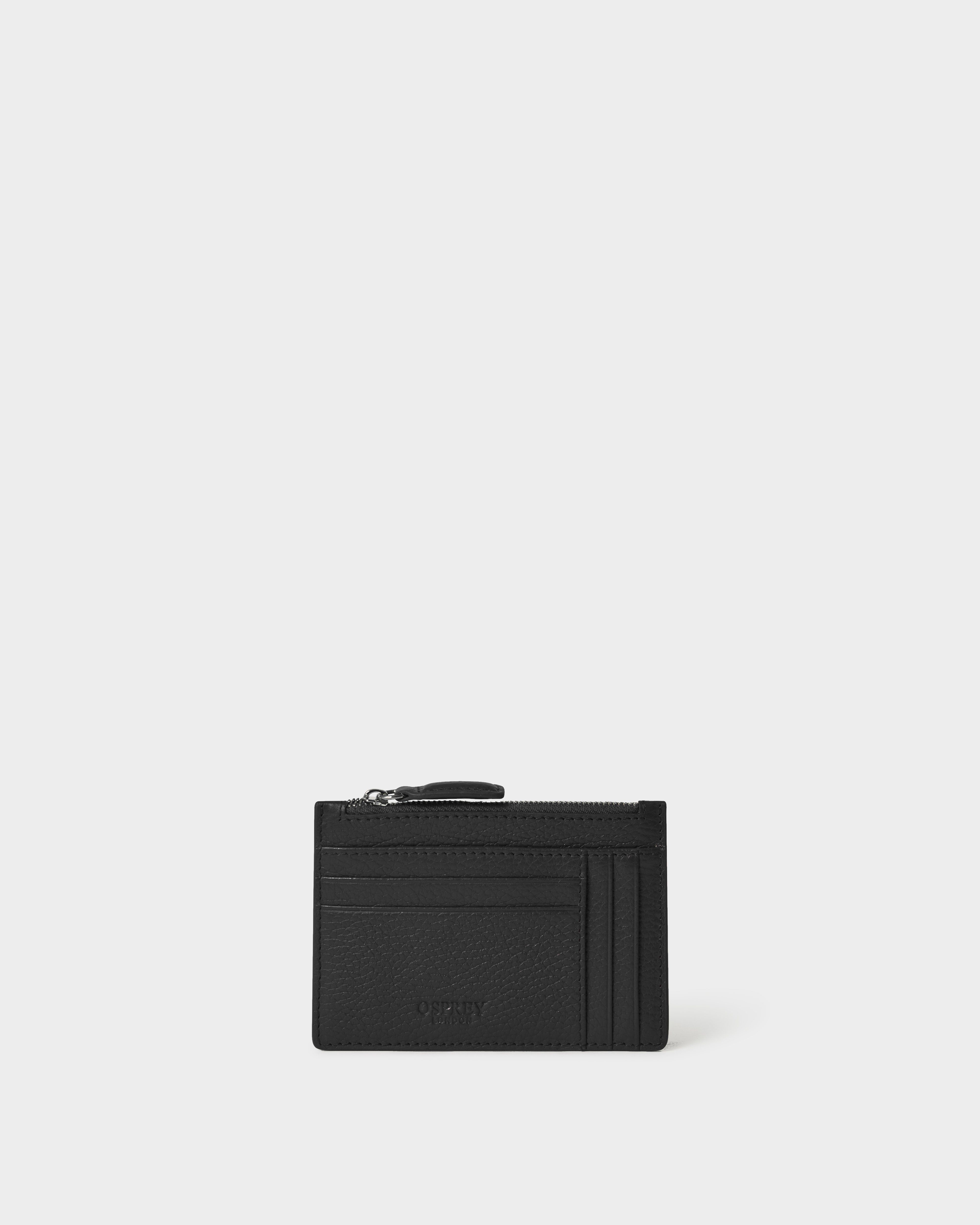 Image number 1 of The Jacob Leather Zip Card Holder in Black