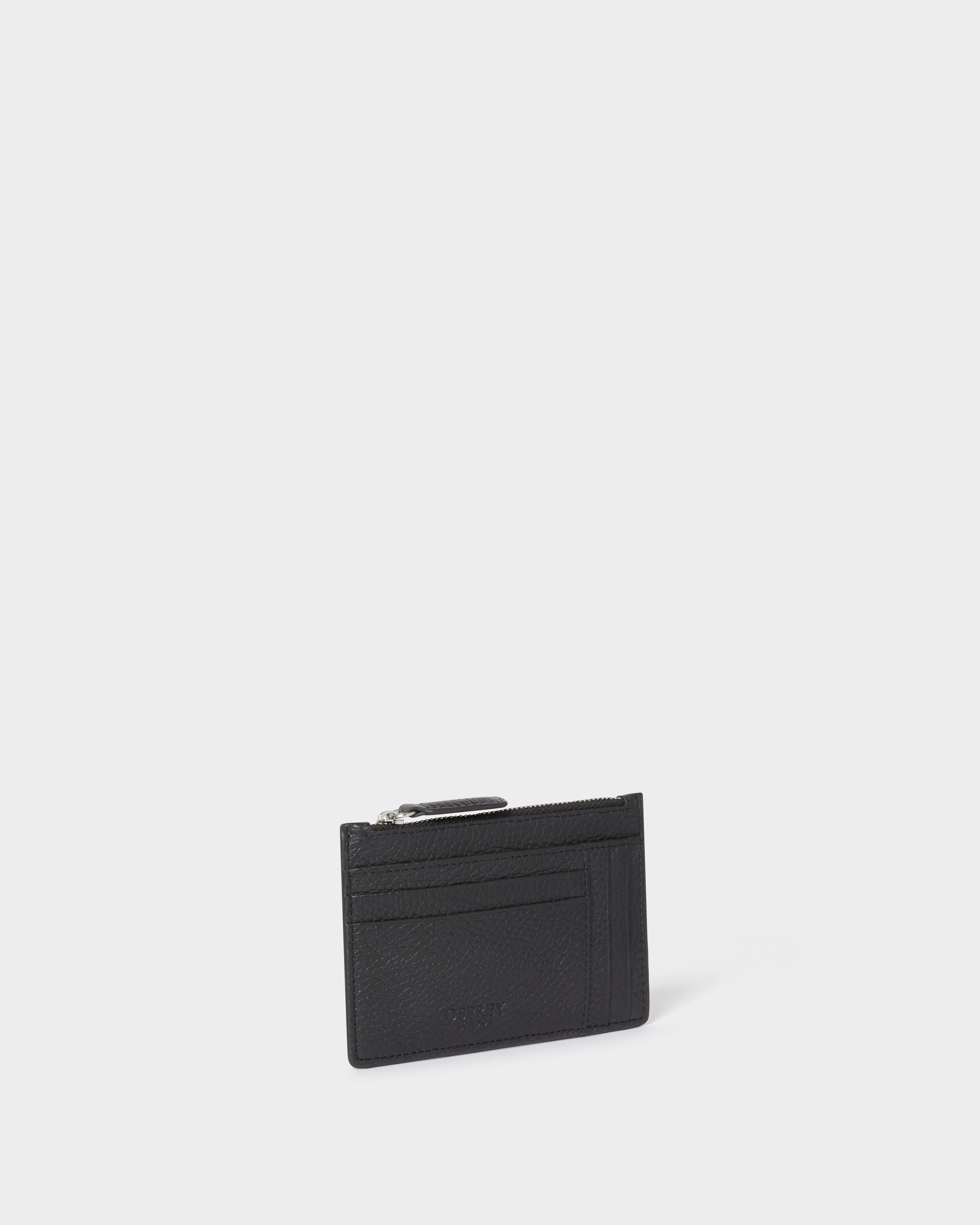 The Jacob Leather Zip Card Holder in Black