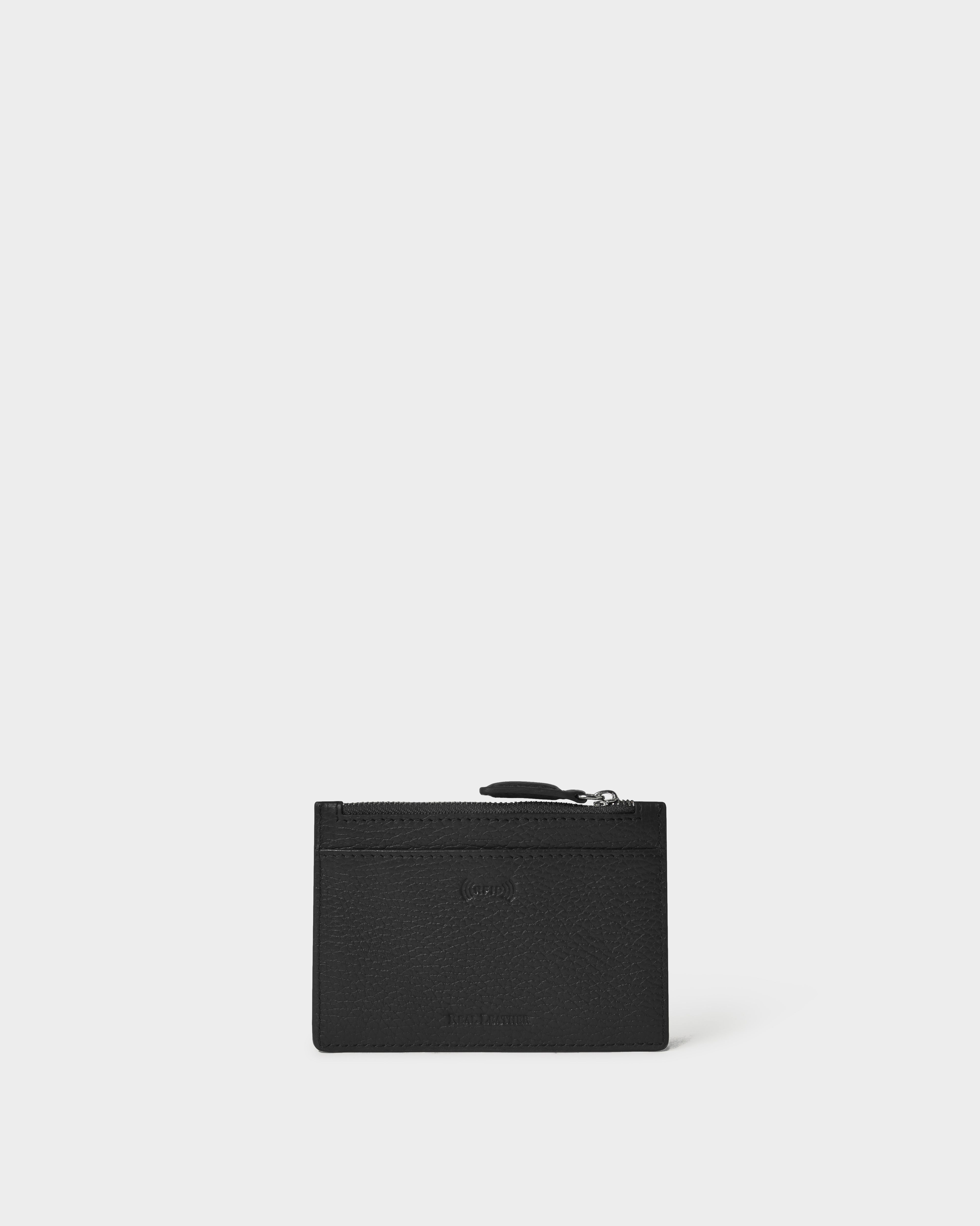 Image number 4 of The Jacob Leather Zip Card Holder in Black