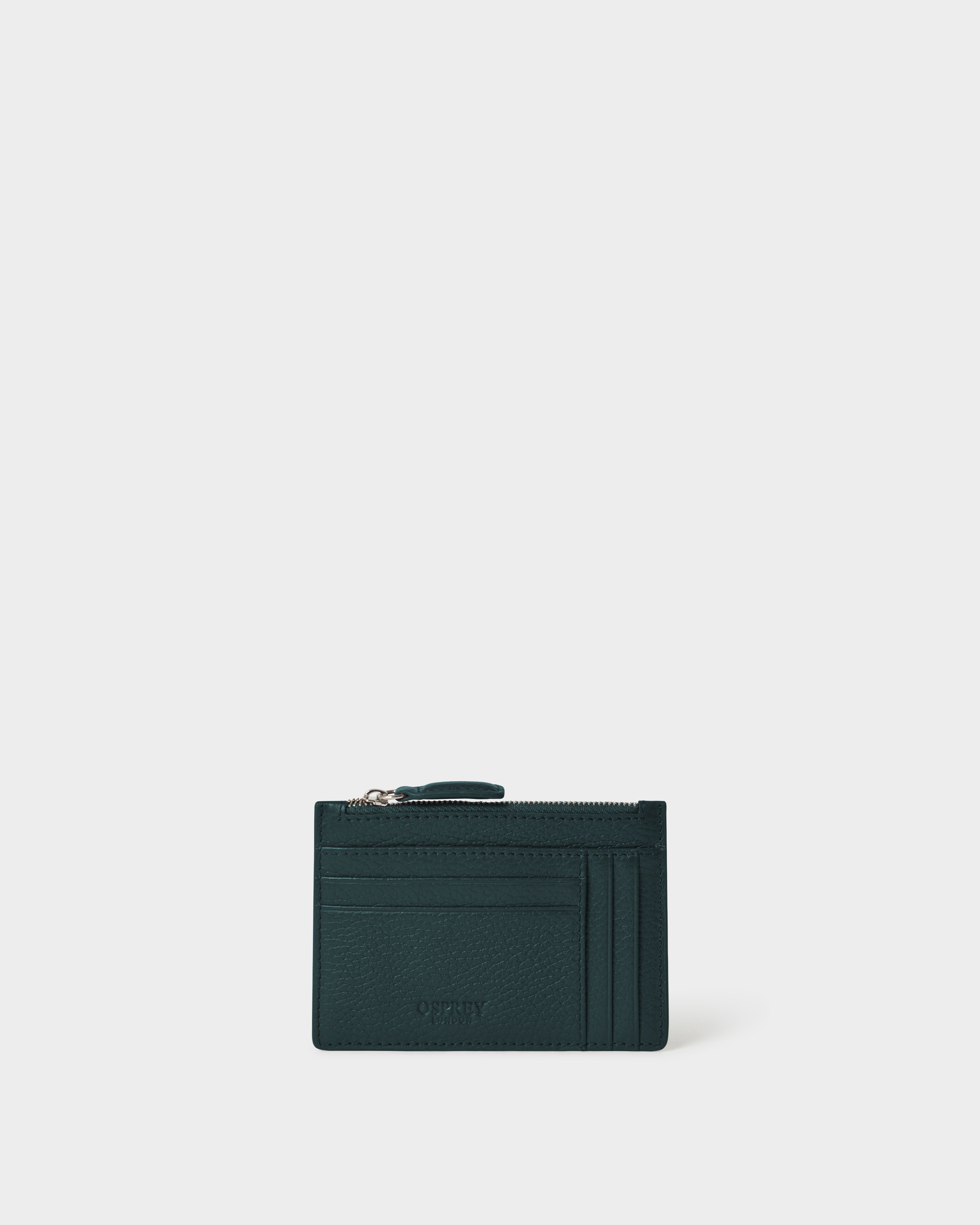 Image number 1 of The Jacob Leather Zip Card Holder in Forest
