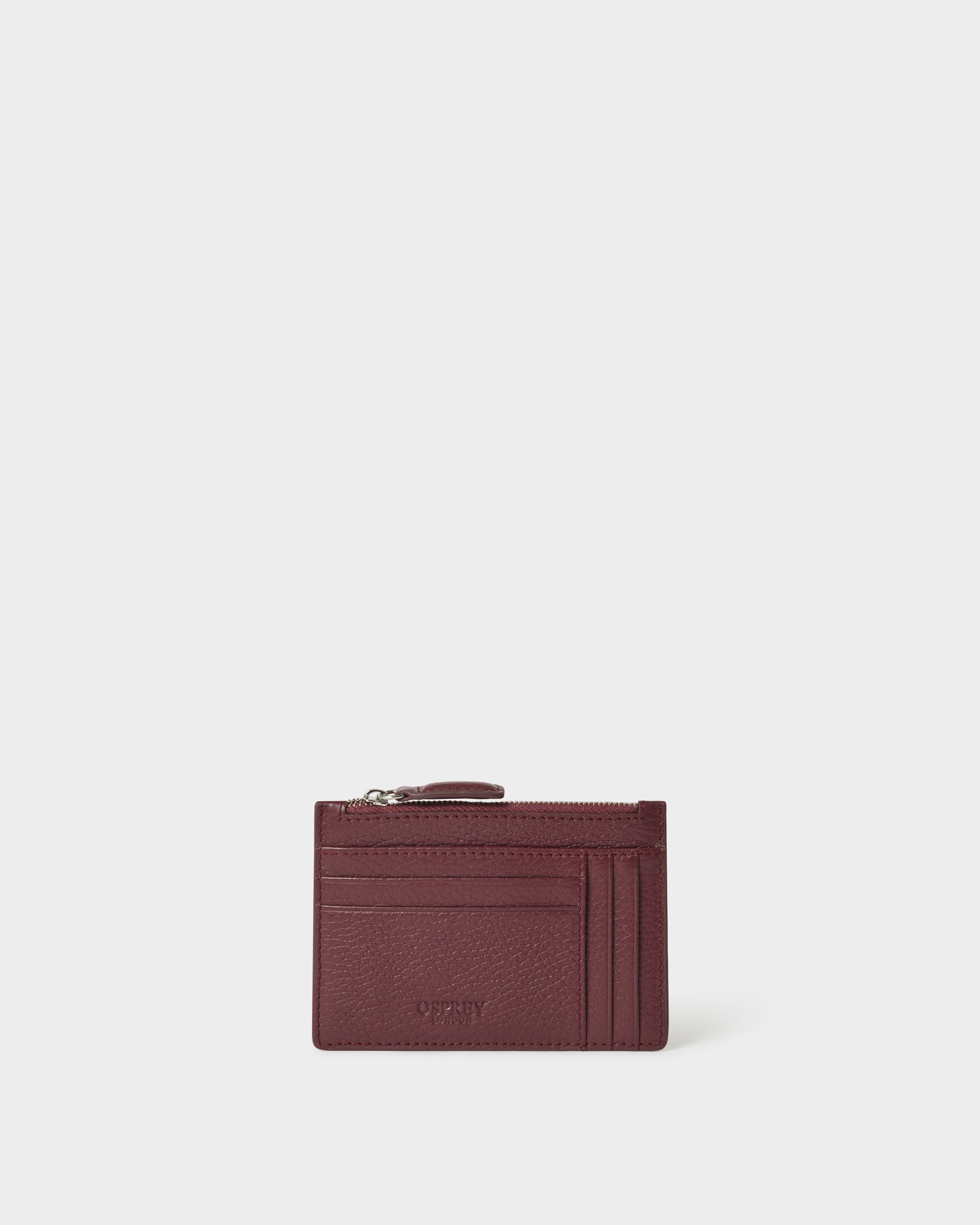 Image number 1 of The Jacob Leather Zip Card Holder in Merlot