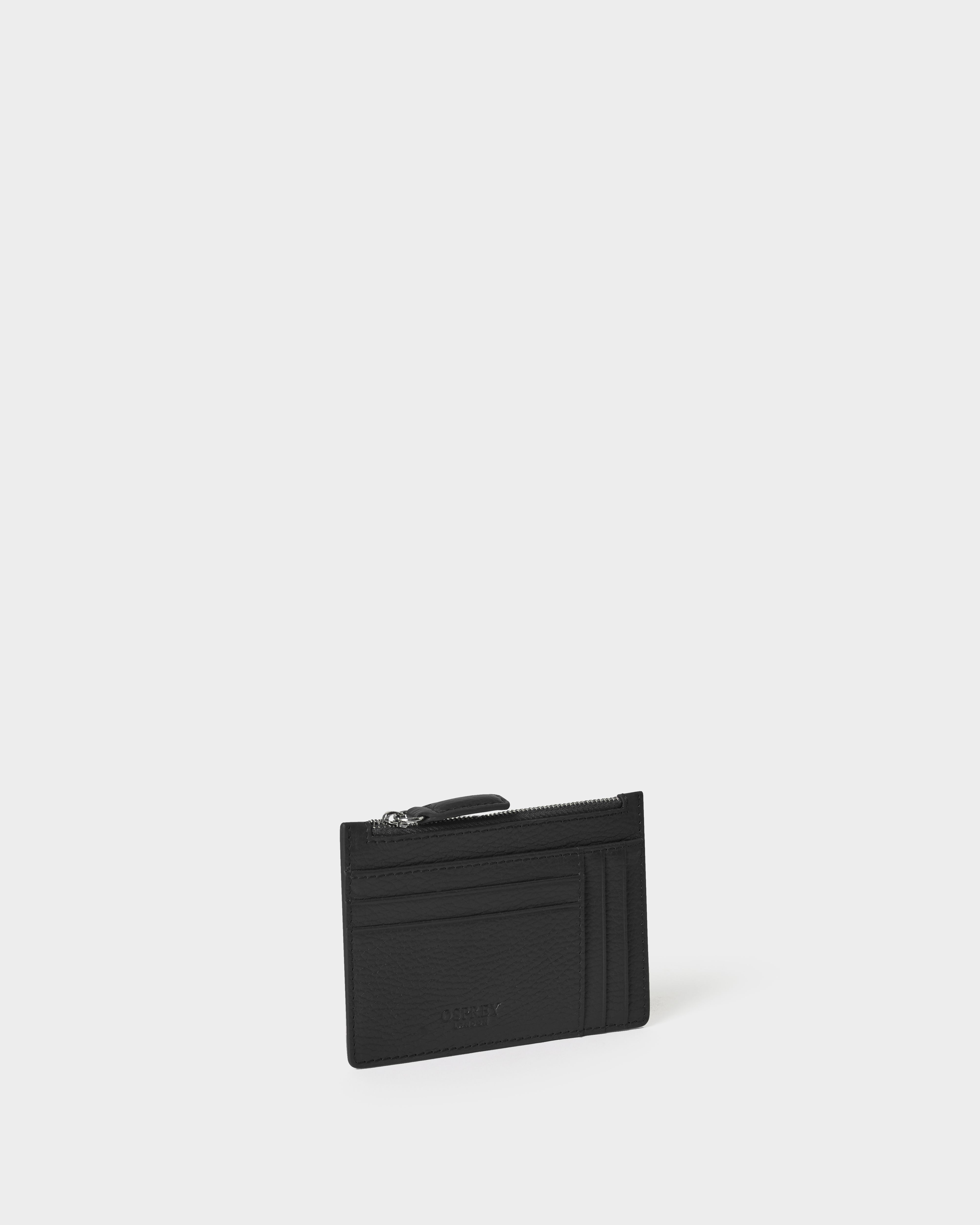 Image number 2 of The Jacob Leather Zip Card Holder in Black