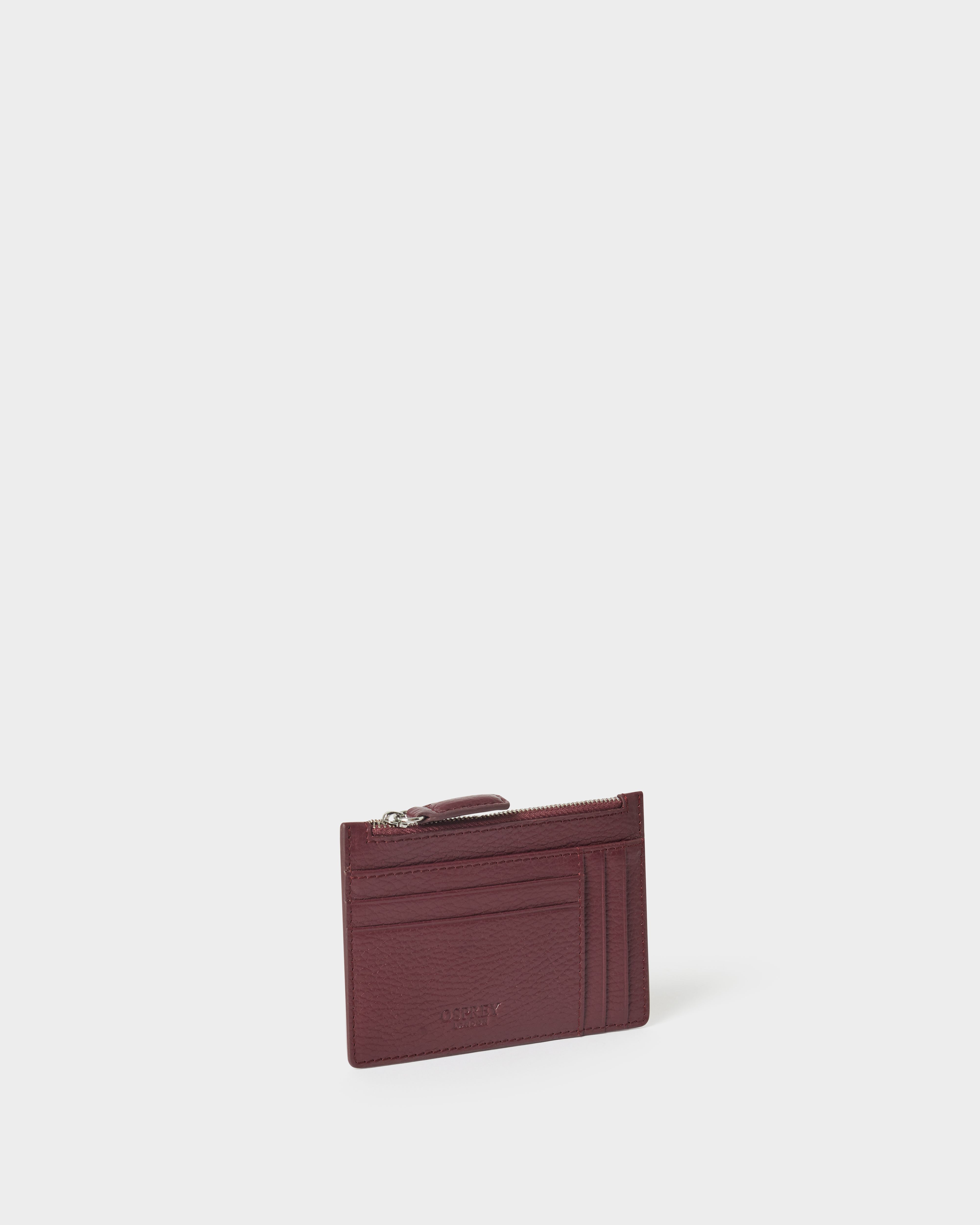 Image number 2 of The Jacob Leather Zip Card Holder in Merlot