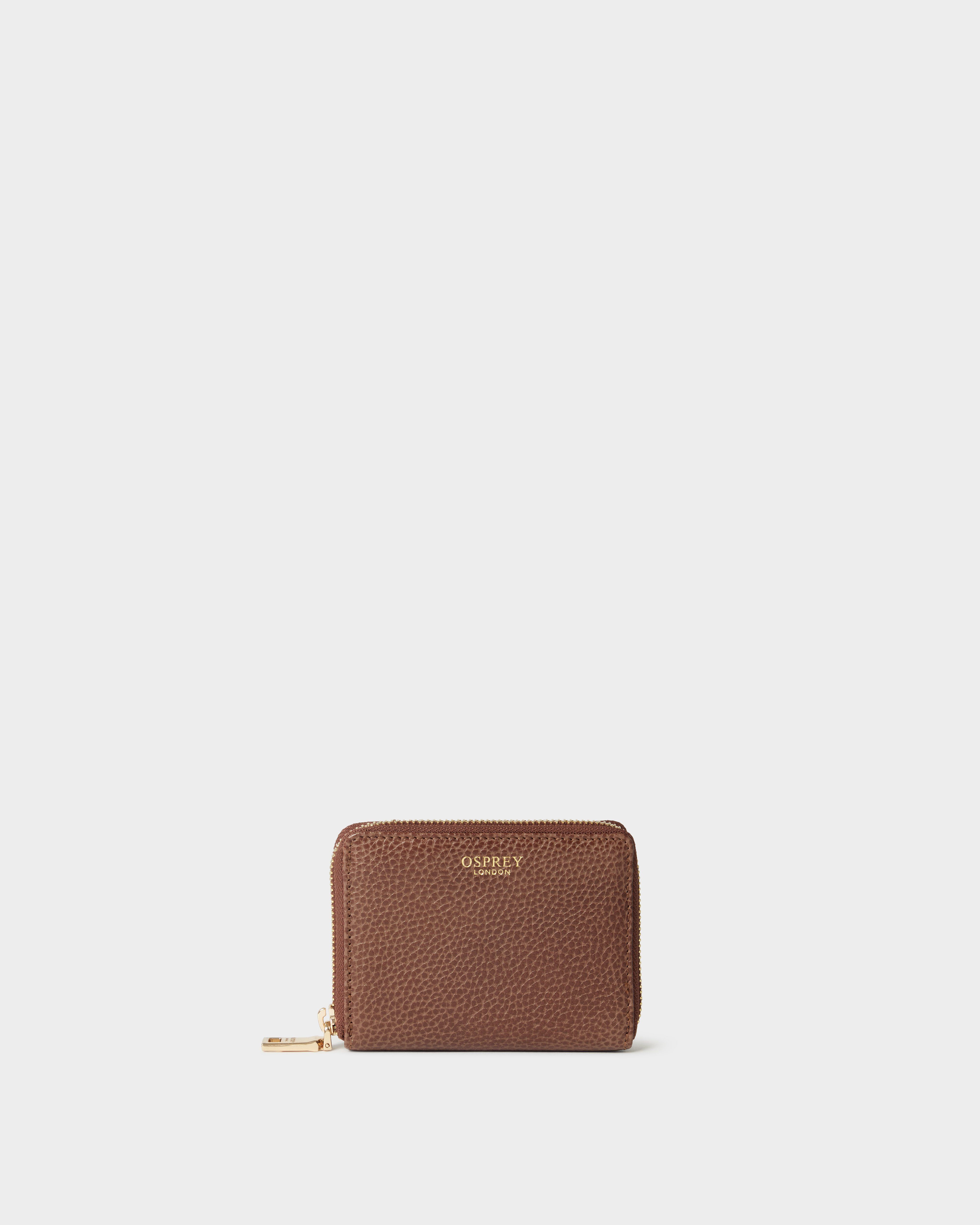 The Core Small Leather Zip Around Purse in Tan
