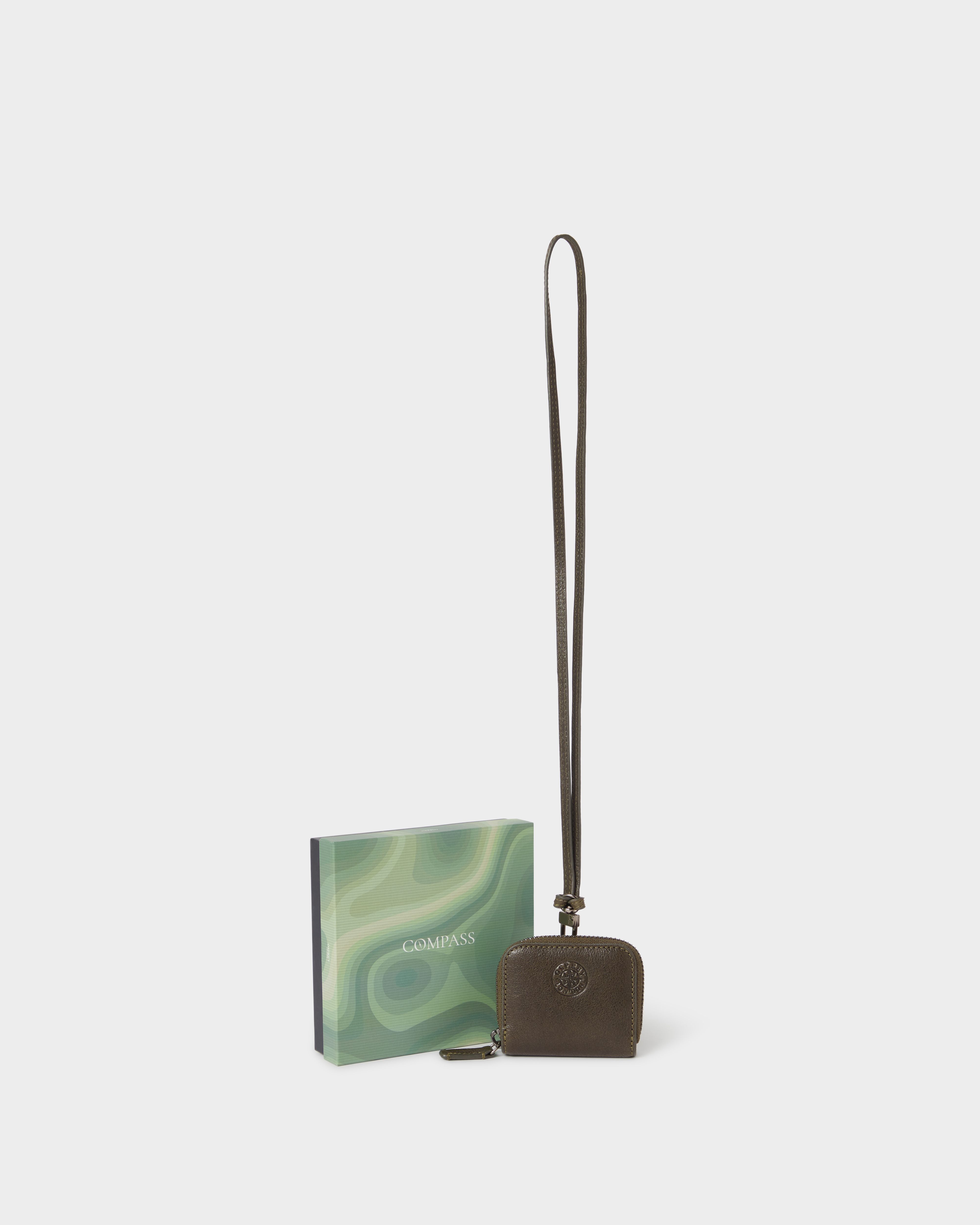 Image number 2 of The Compass Leather Earpod Case in Dark Olive