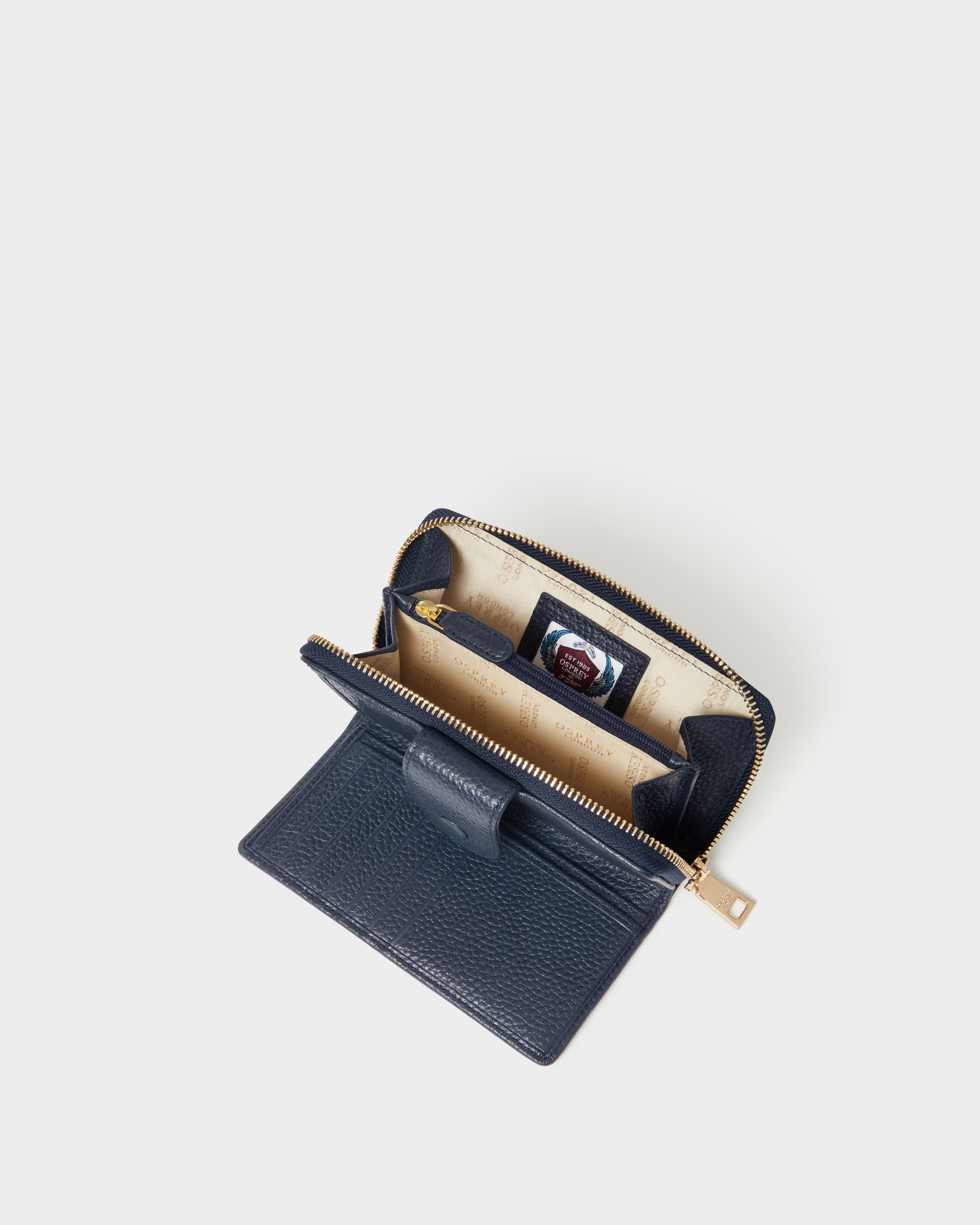 Image number 3 of The Core Medium Leather Popper Matinee Purse in Navy