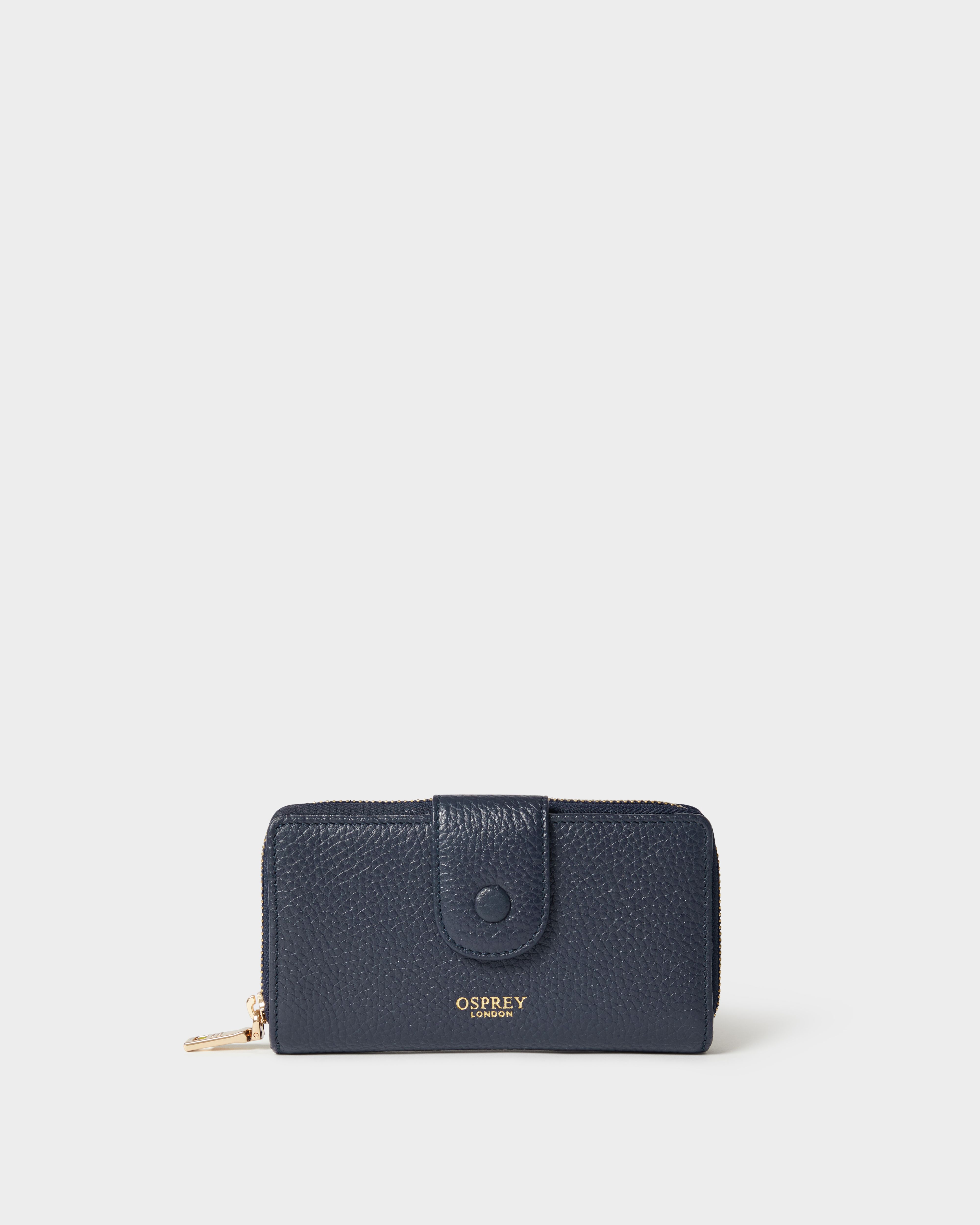 The Core Medium Leather Popper Matinee Purse in Navy