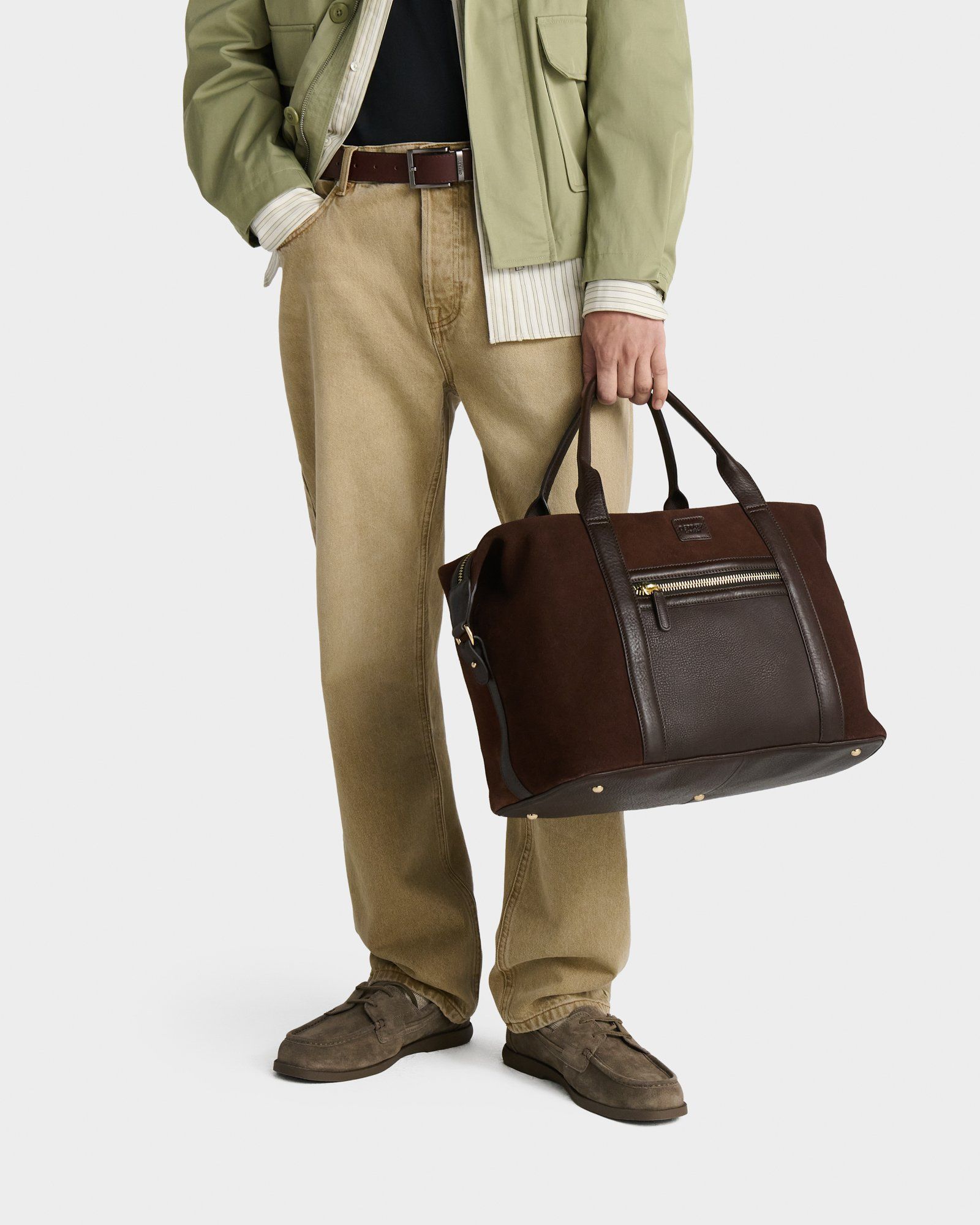 The Mocha Suede Holdall in Bitter Chocolate