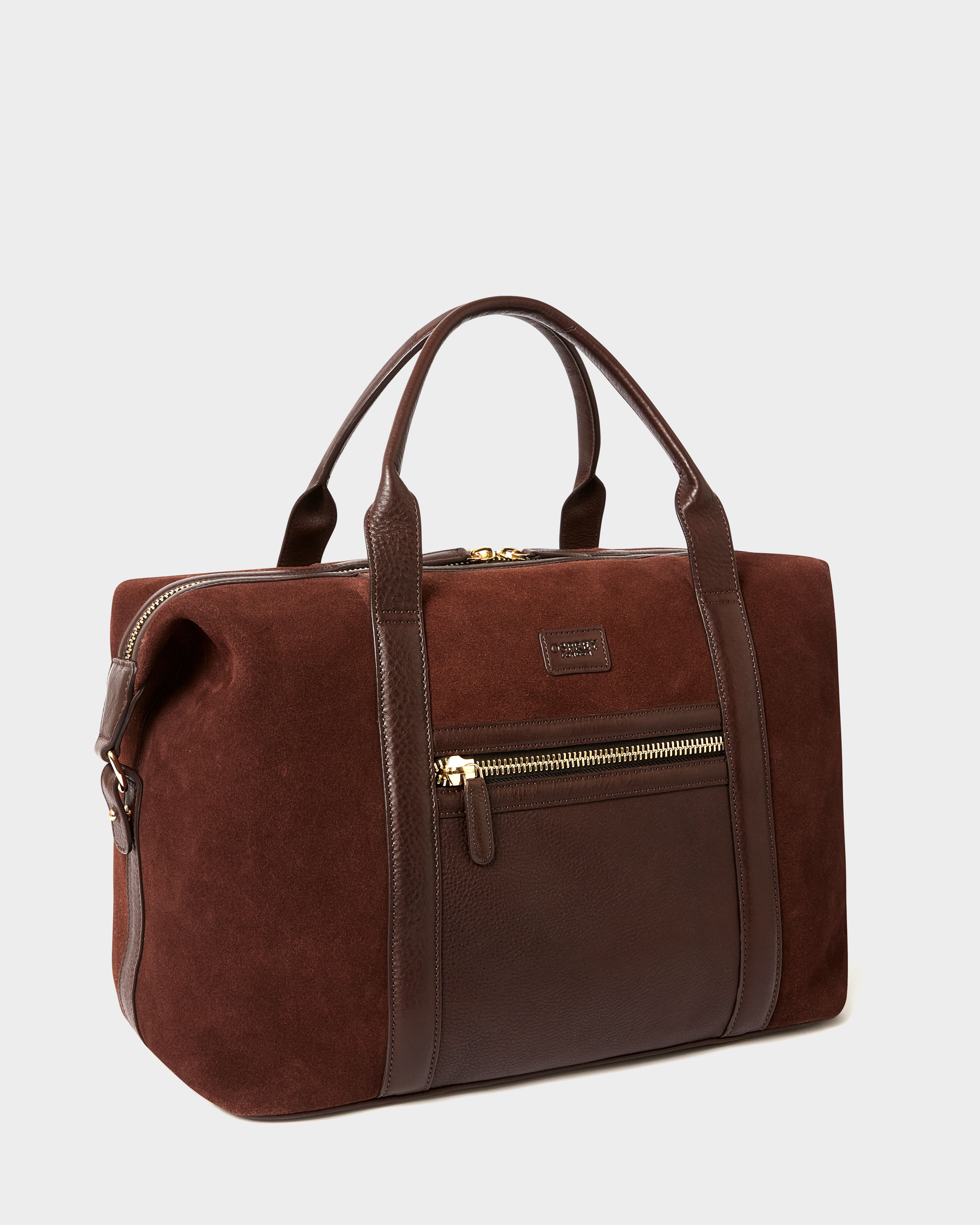 Image number 4 of The Mocha Suede Holdall in Bitter Chocolate