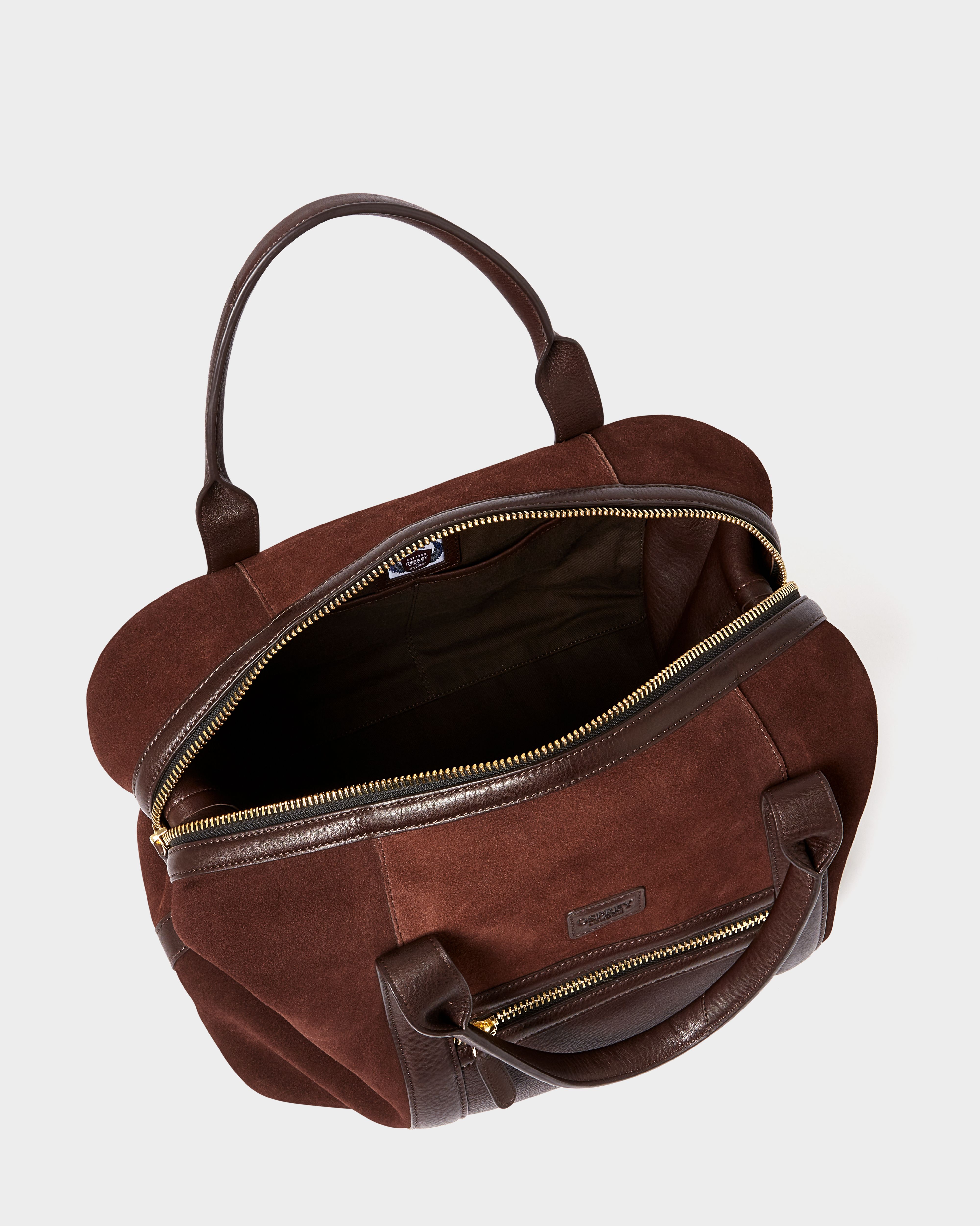 Image number 5 of The Mocha Suede Holdall in Bitter Chocolate