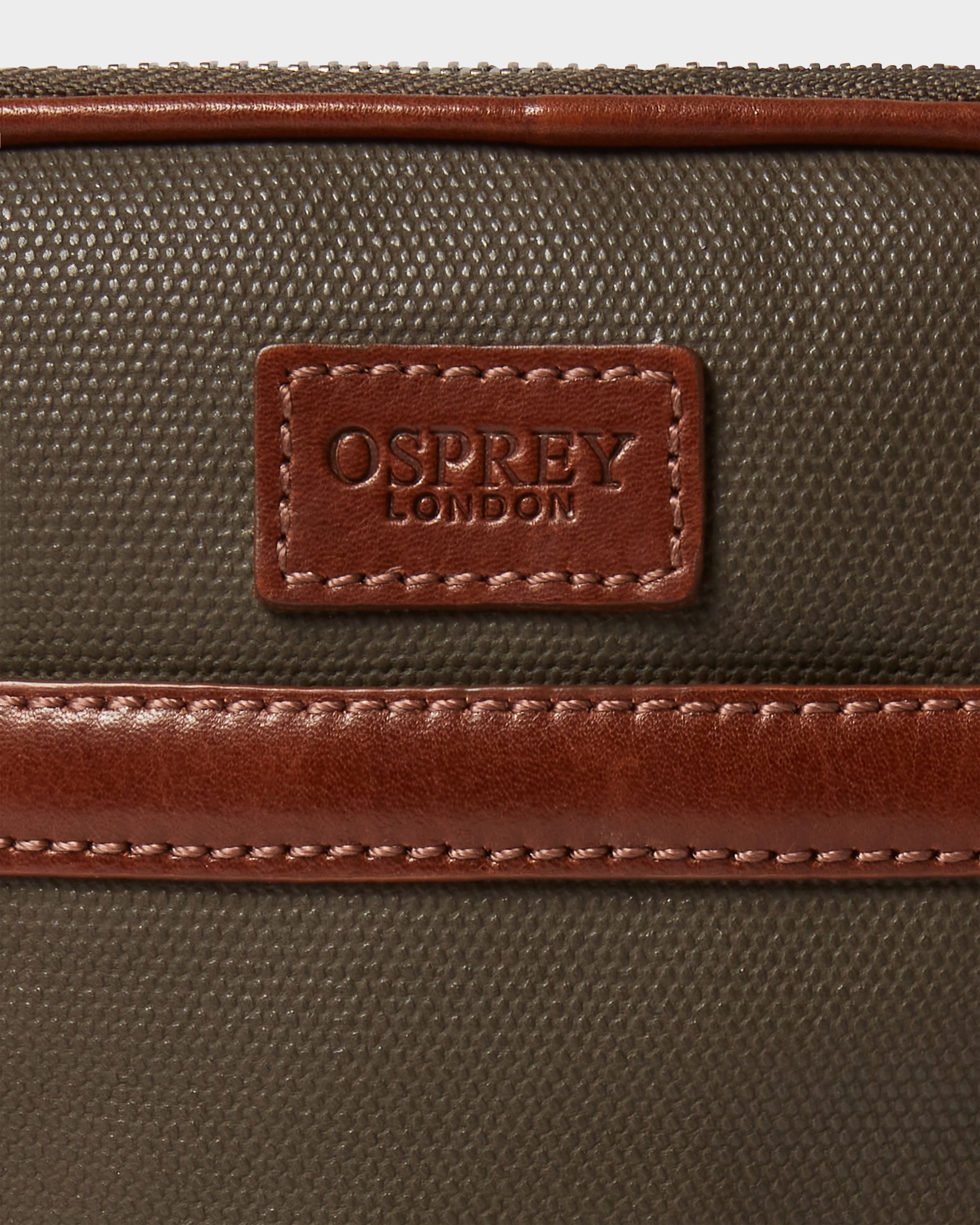 Image number 5 of The Grantham Waxed Canvas & Leather Phone Bag in Khaki & Chestnut