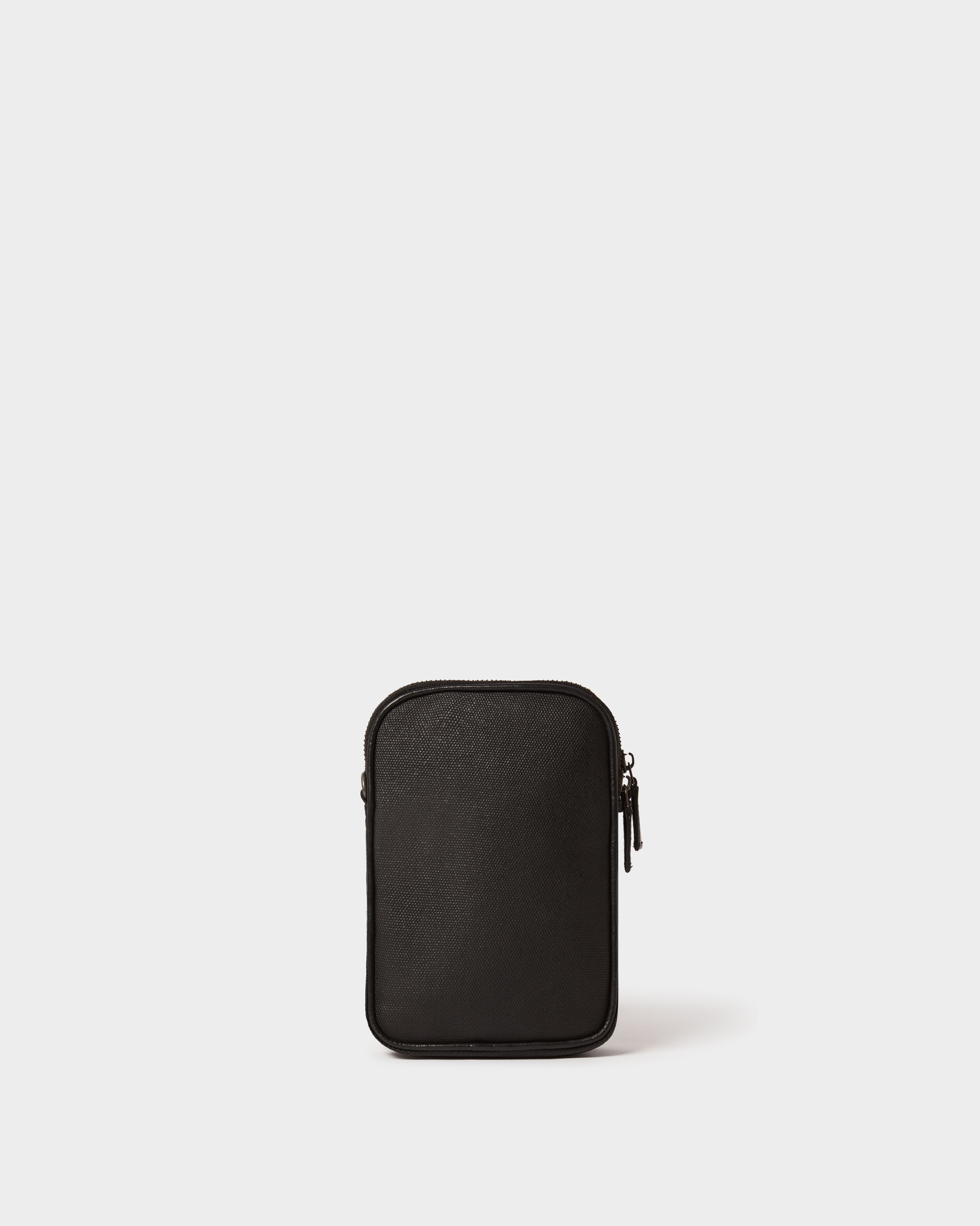 Image number 4 of The Grantham Waxed Canvas & Leather Phone Bag in Black