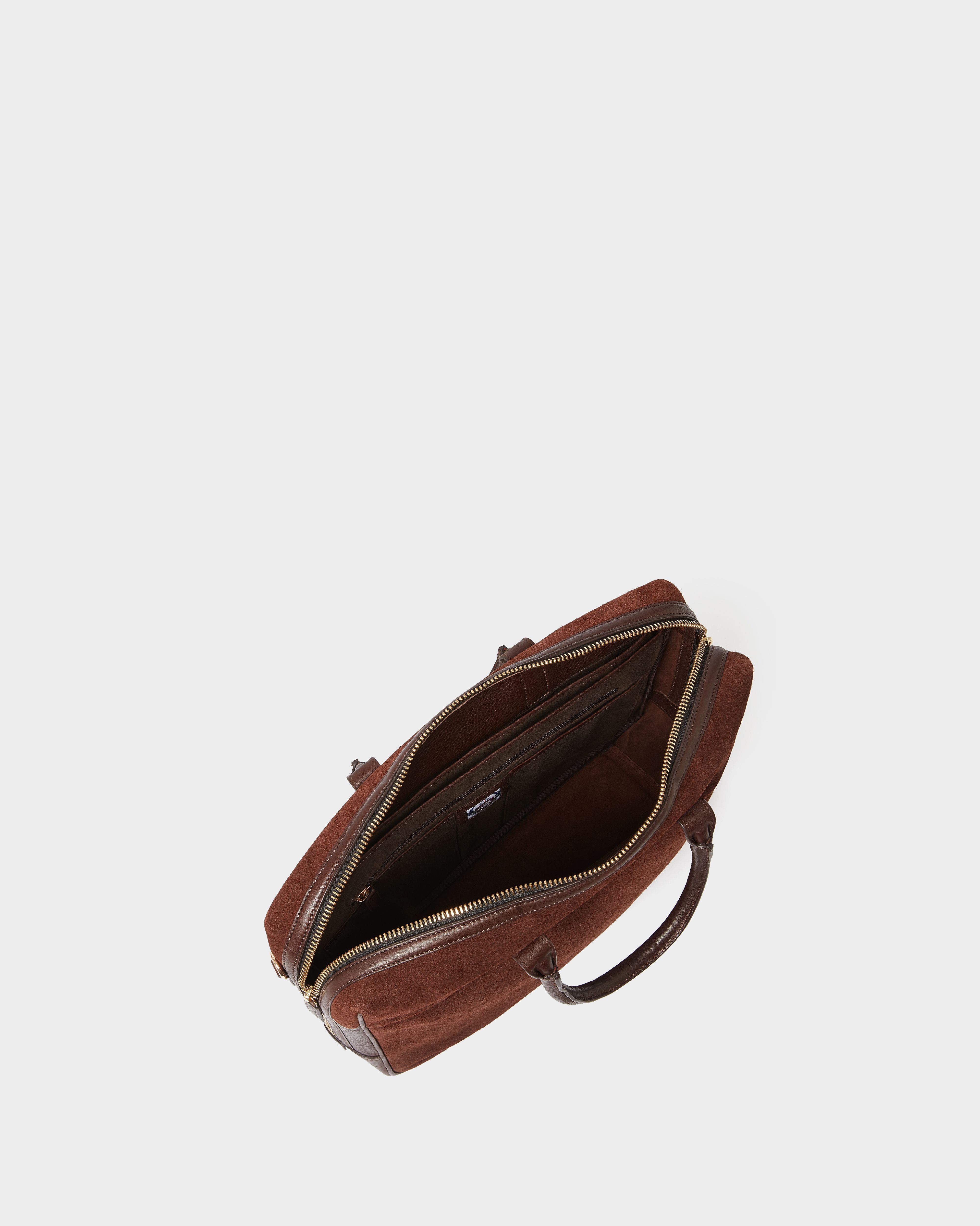 Image number 4 of The Mocha Suede Laptop Bag in Bitter Chocolate