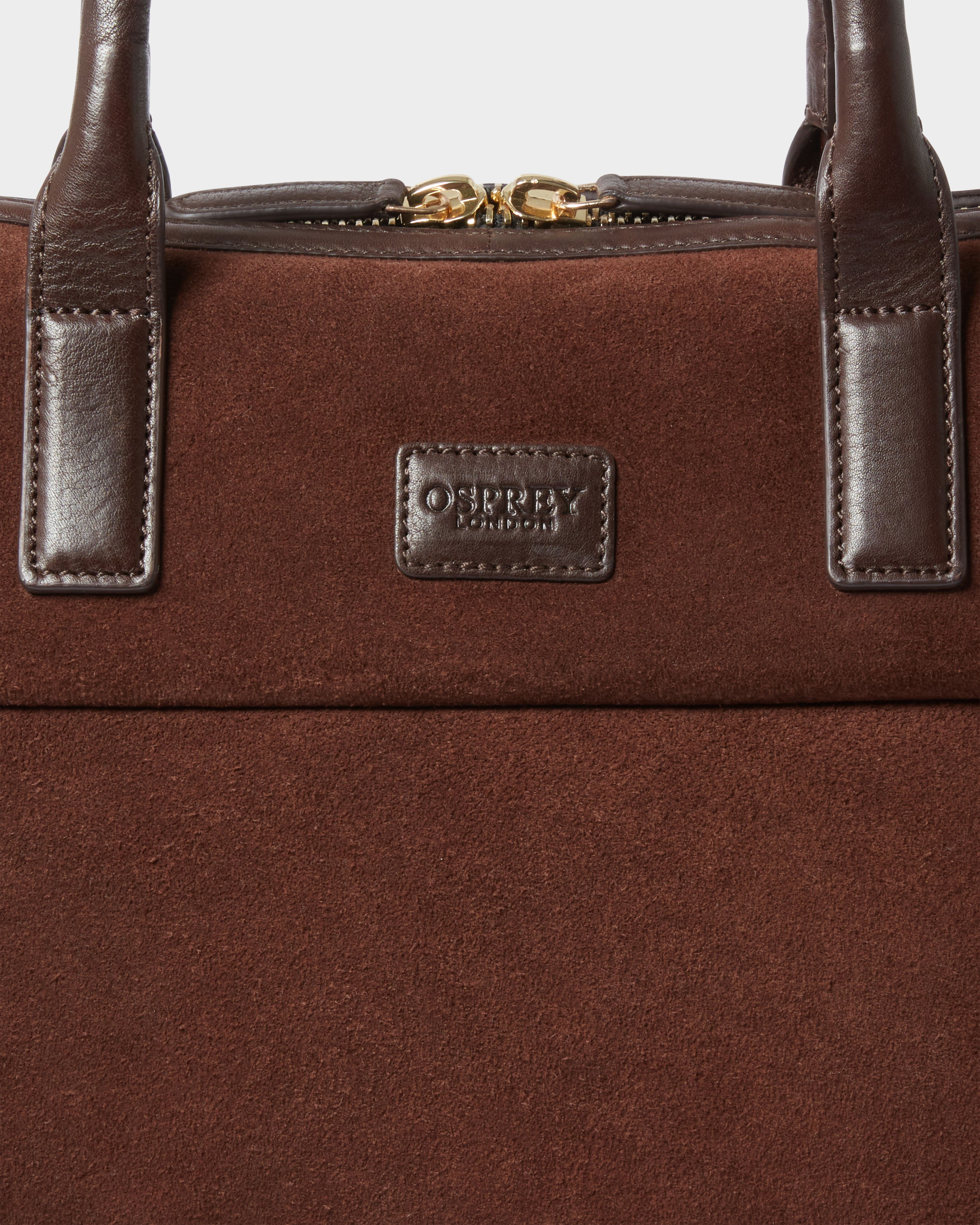 Image number 6 of The Mocha Suede Laptop Bag in Bitter Chocolate