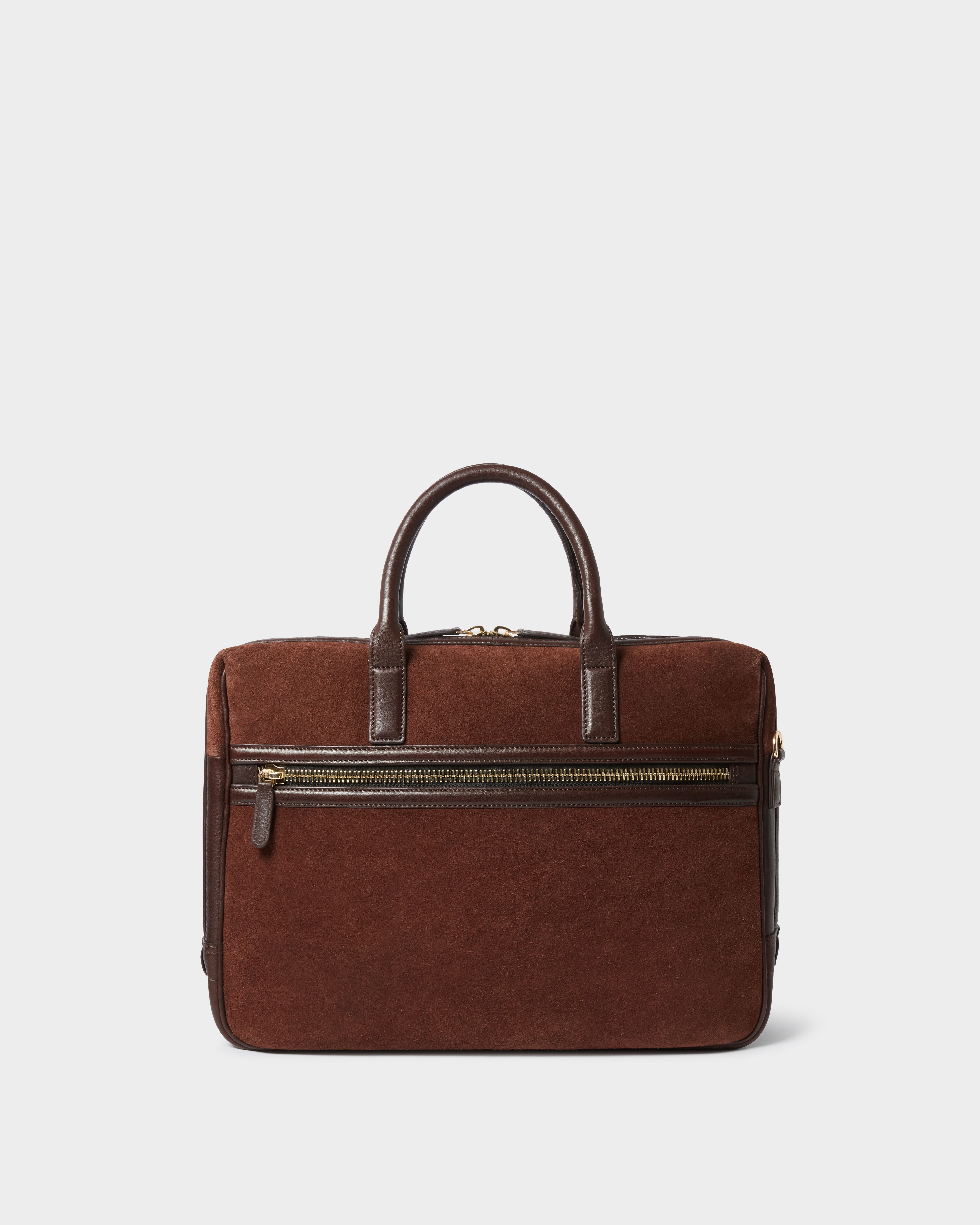 Image number 5 of The Mocha Suede Laptop Bag in Bitter Chocolate