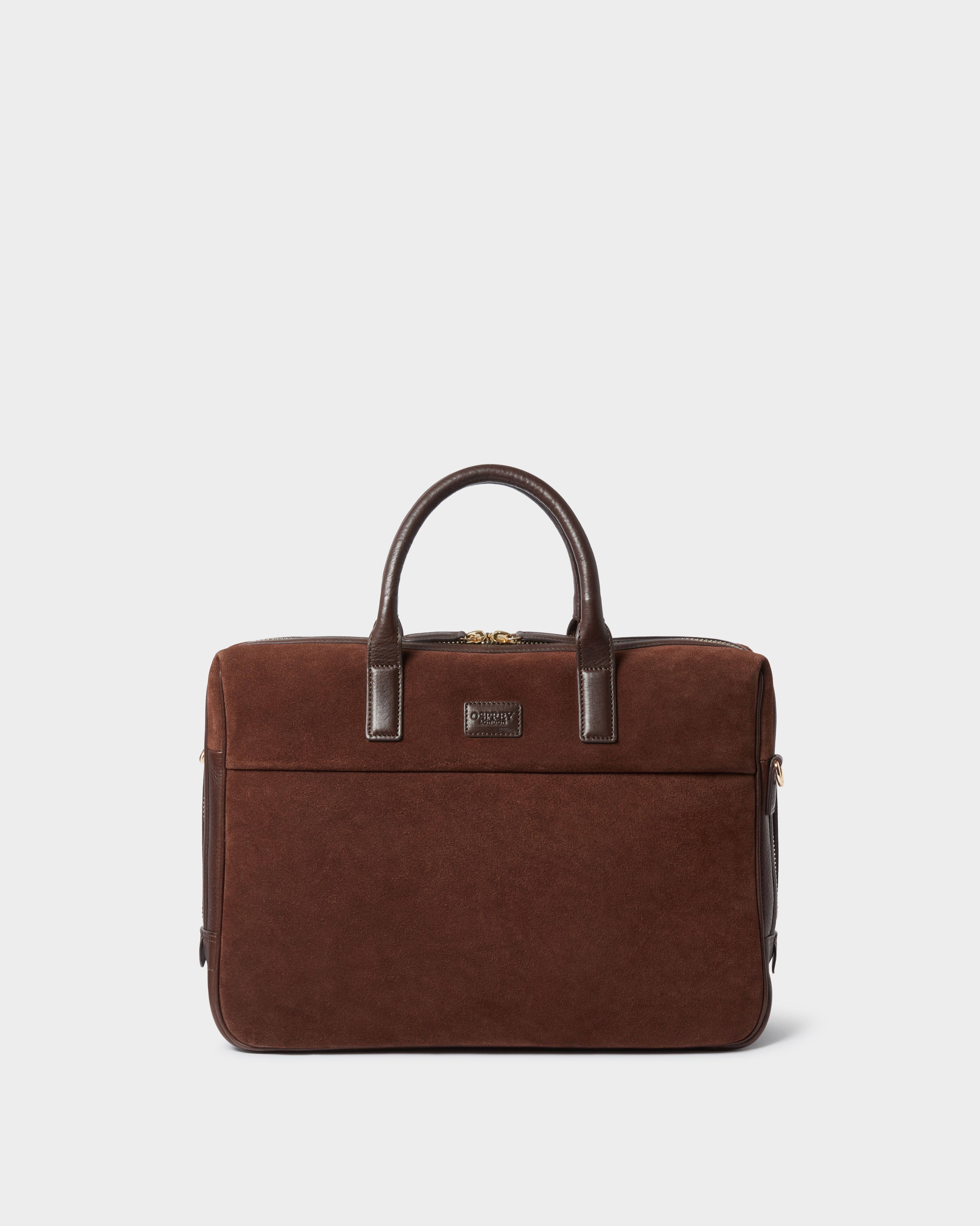 Image number 3 of The Mocha Suede Laptop Bag in Bitter Chocolate