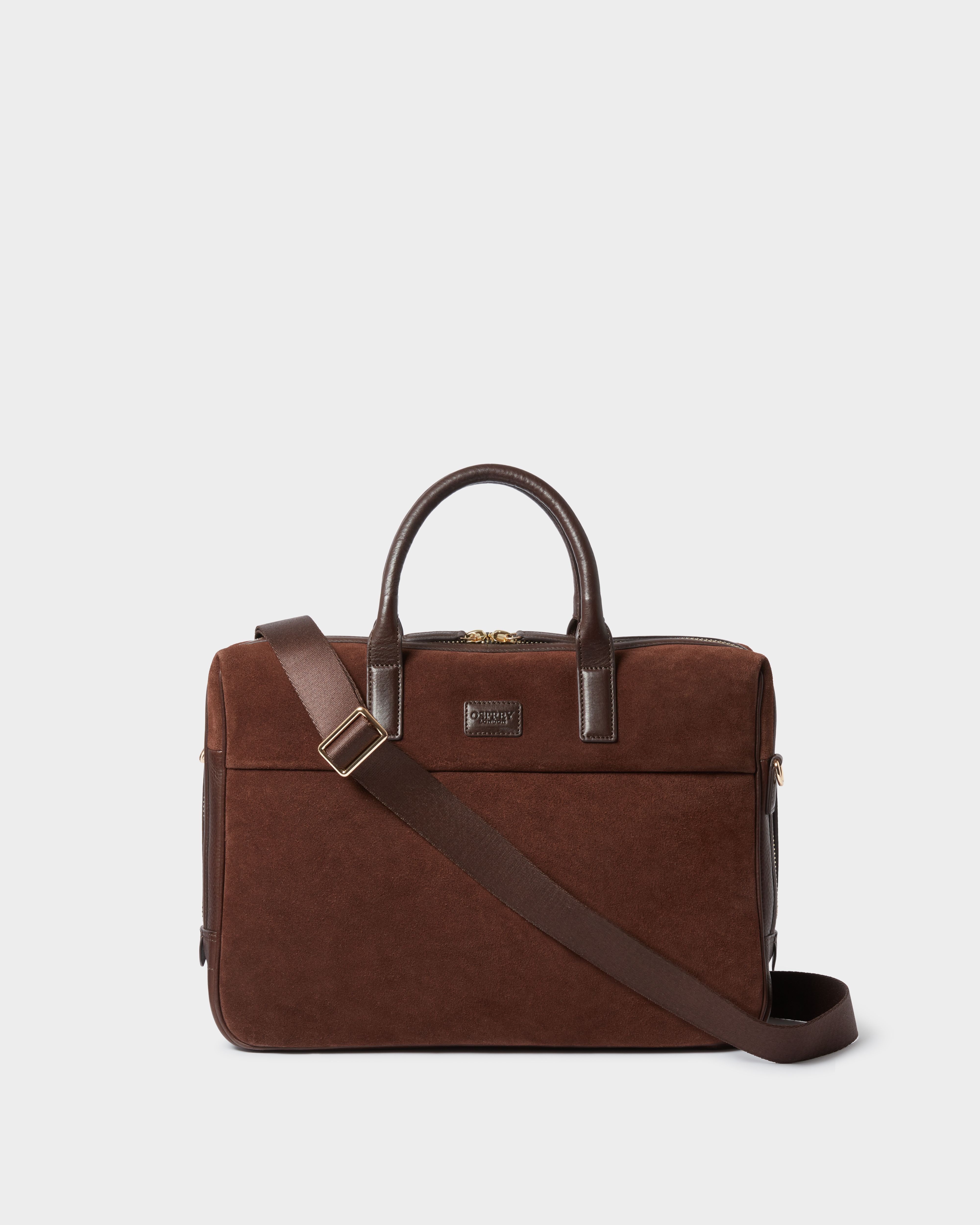 The Mocha Suede Laptop Bag in Bitter Chocolate