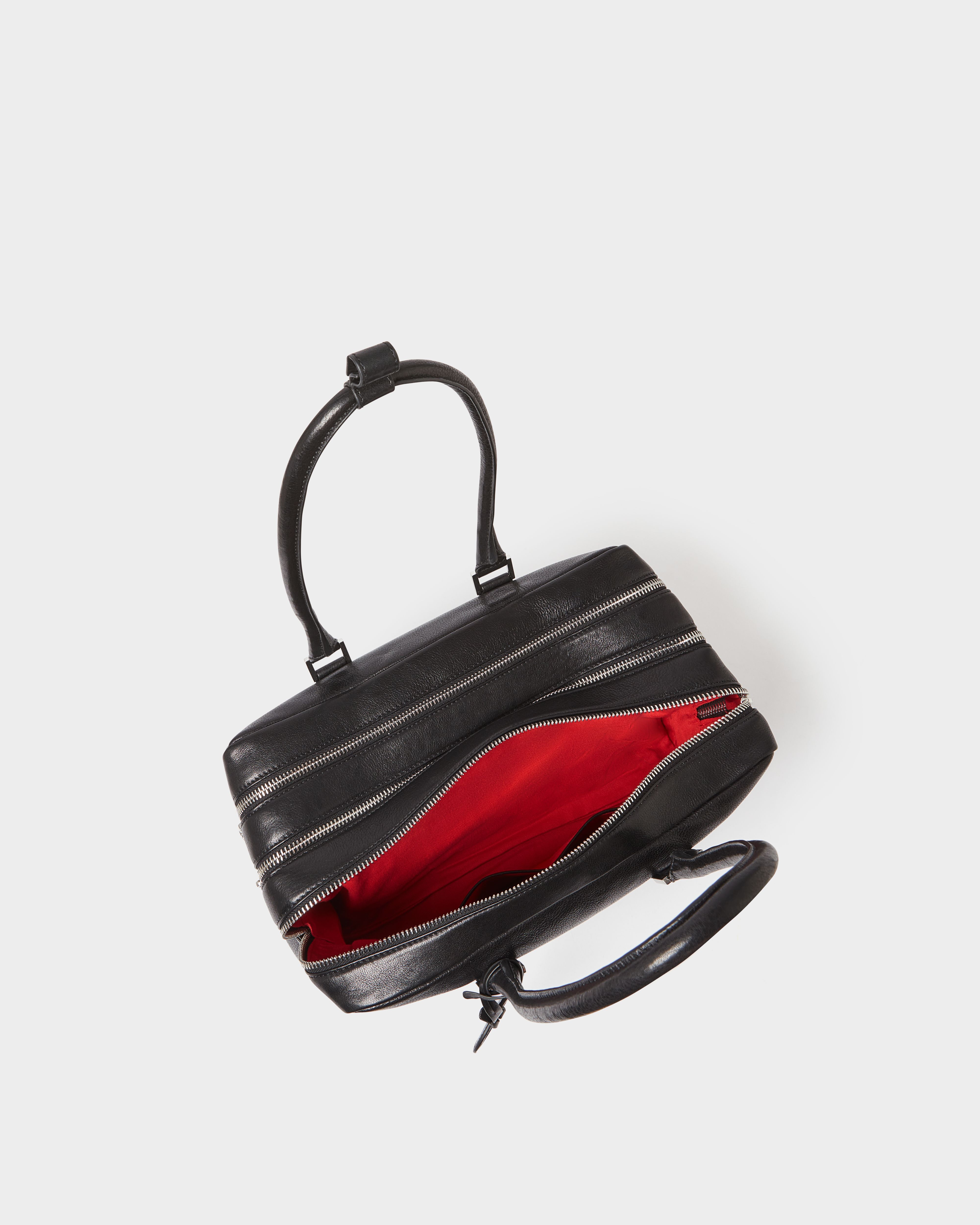 Image number 6 of The High Flyer Leather Shoulder Bag in Black