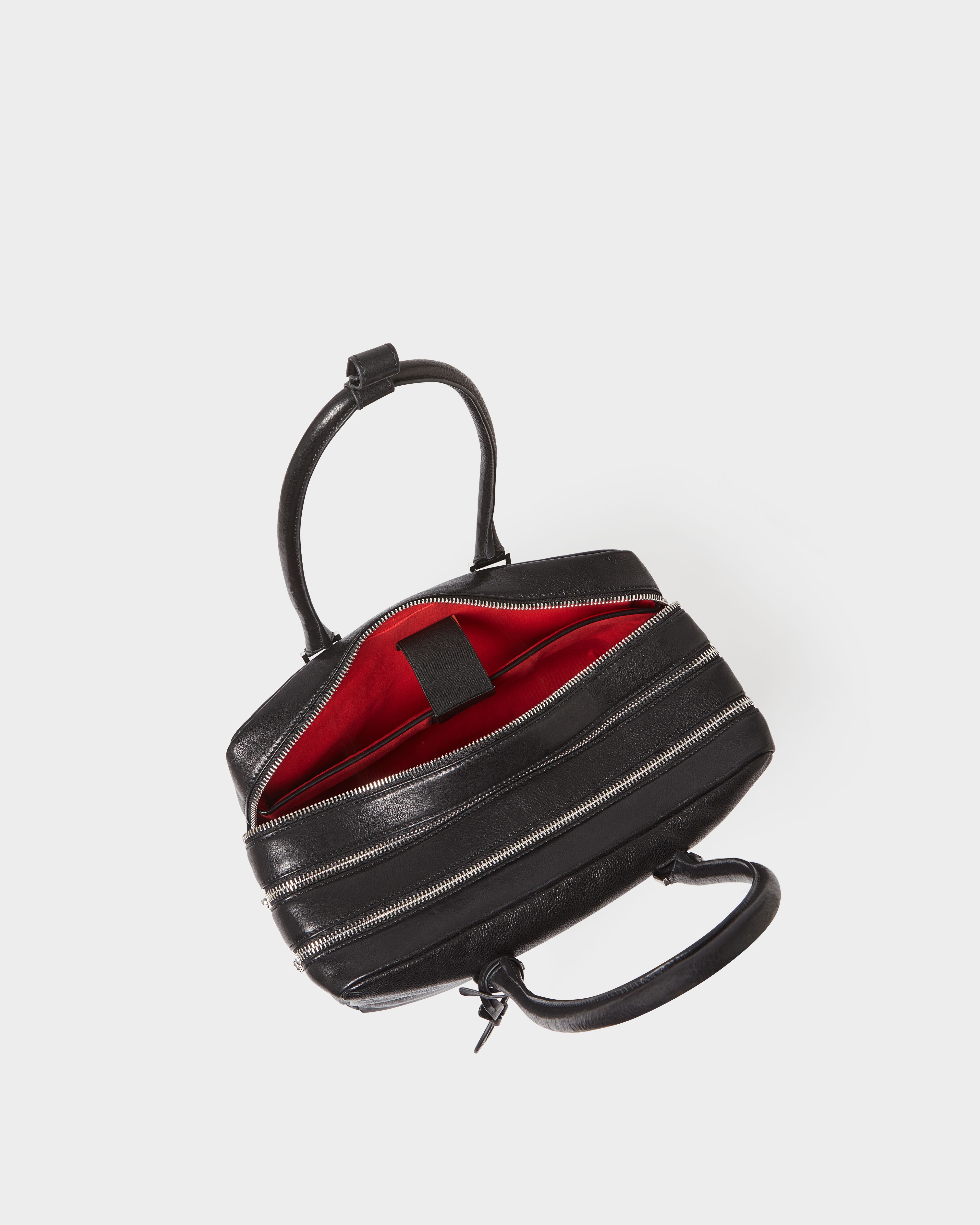 Image number 8 of The High Flyer Leather Shoulder Bag in Black