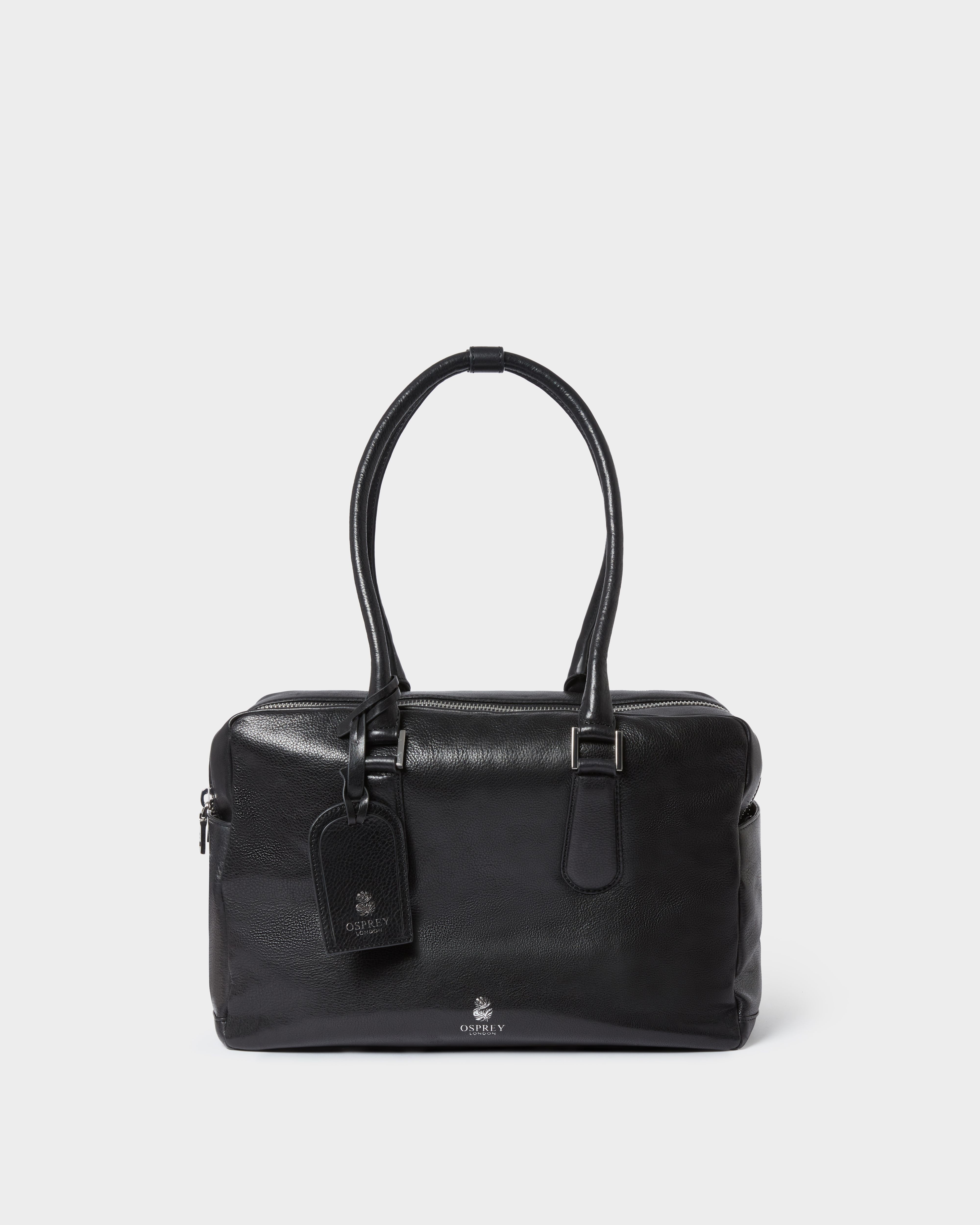 Image number 3 of The High Flyer Leather Shoulder Bag in Black