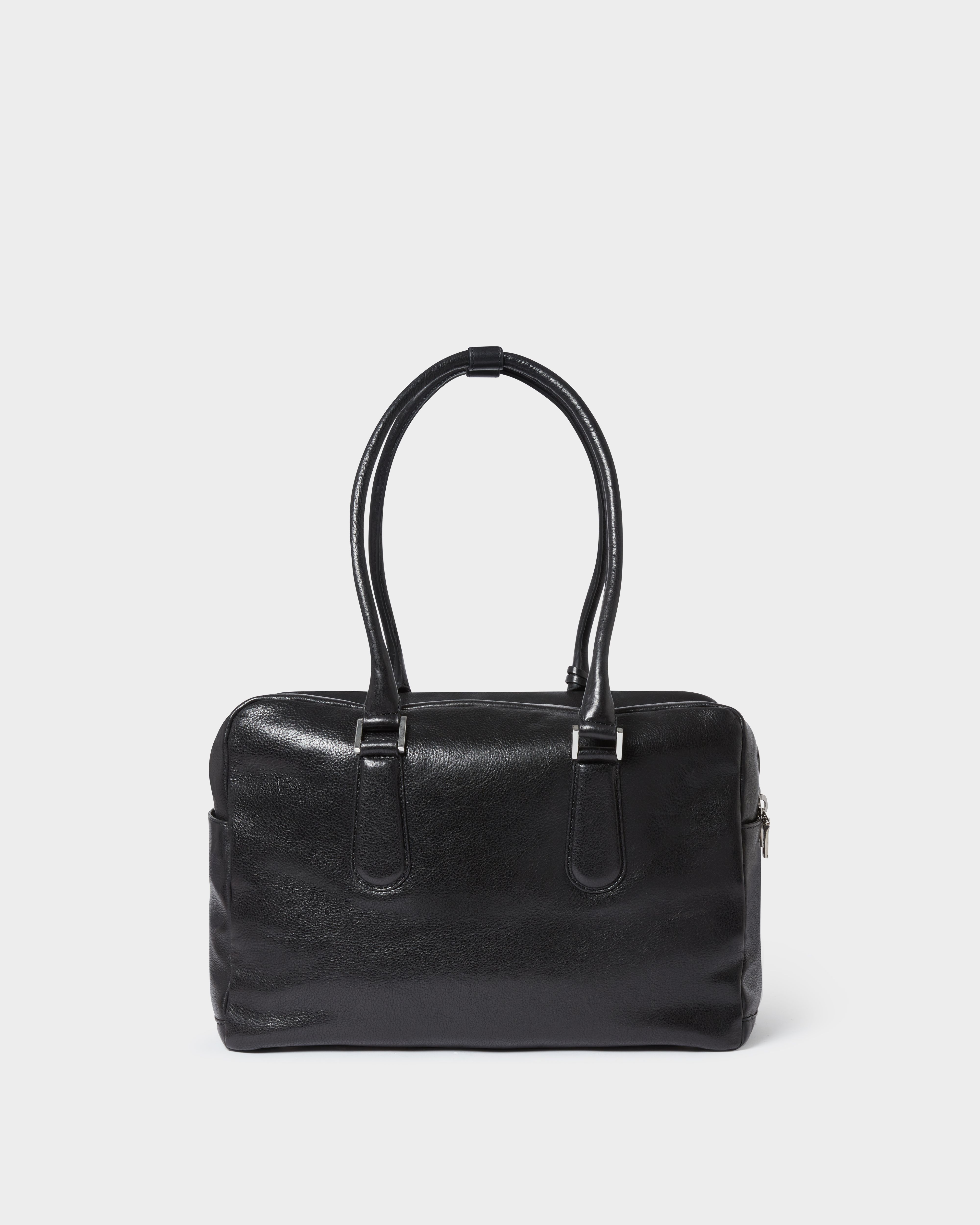 Image number 5 of The High Flyer Leather Shoulder Bag in Black
