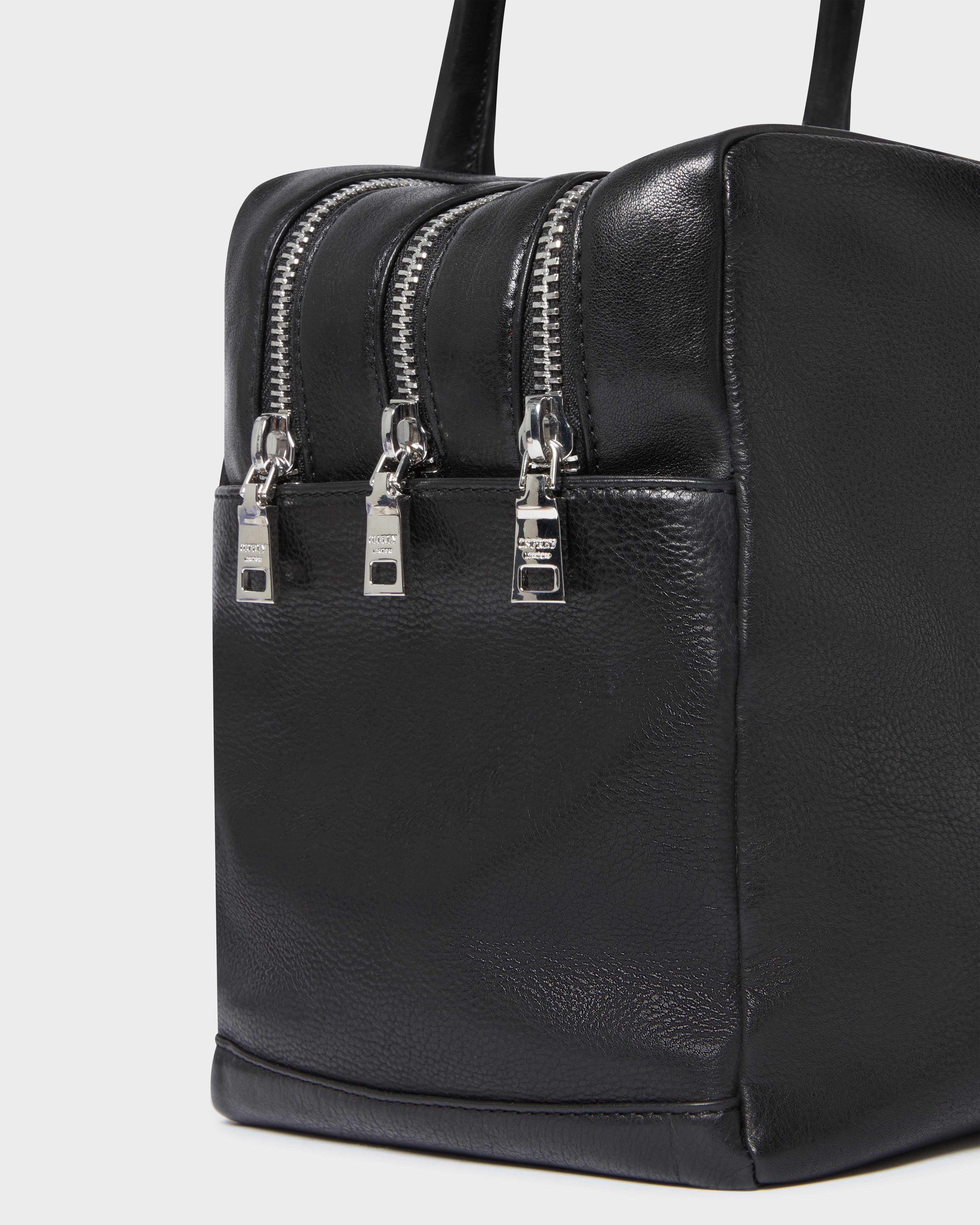 Image number 11 of The High Flyer Leather Shoulder Bag in Black