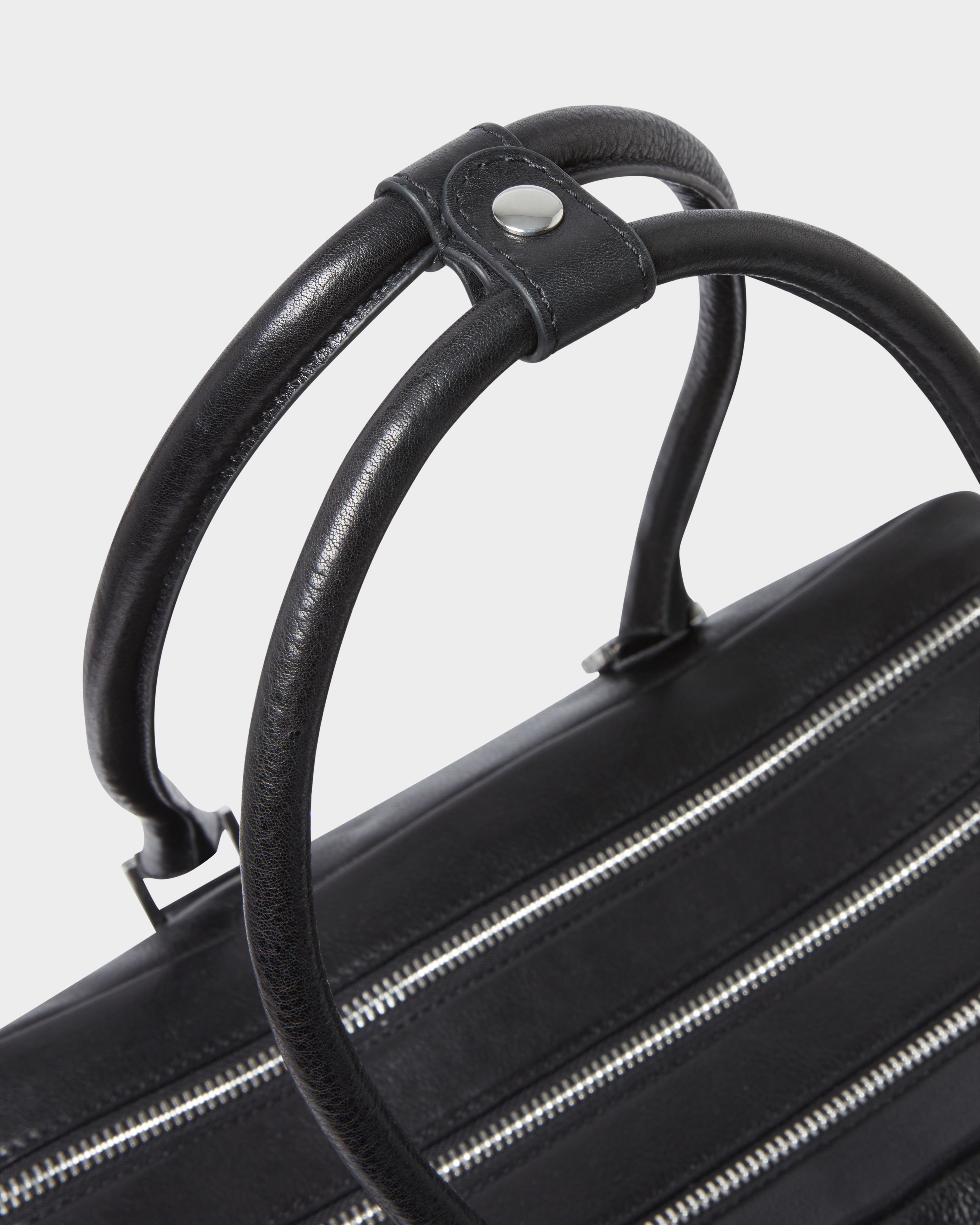 Image number 9 of The High Flyer Leather Shoulder Bag in Black