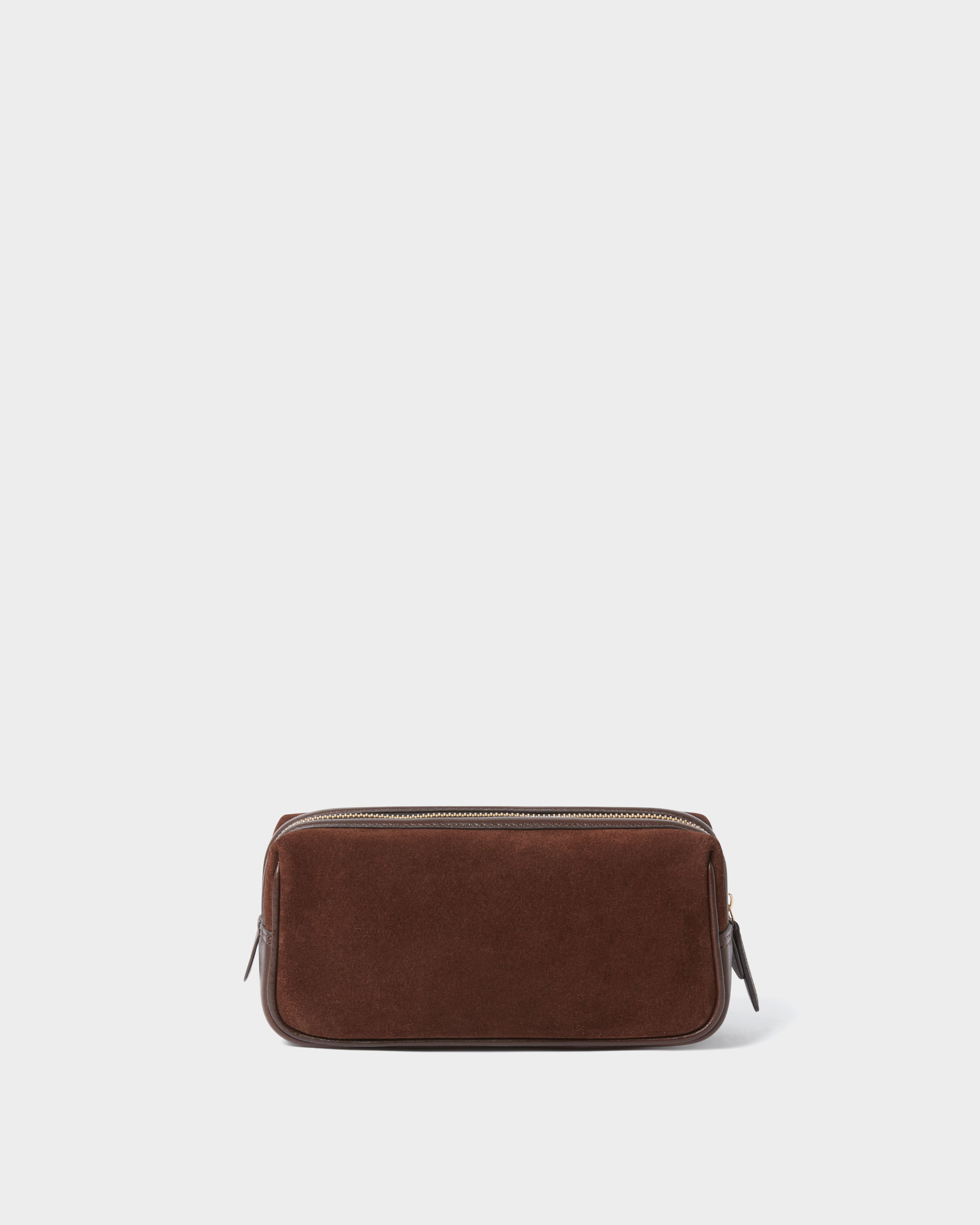 Image number 4 of The Mocha Suede Washbag in Bitter Chocolate