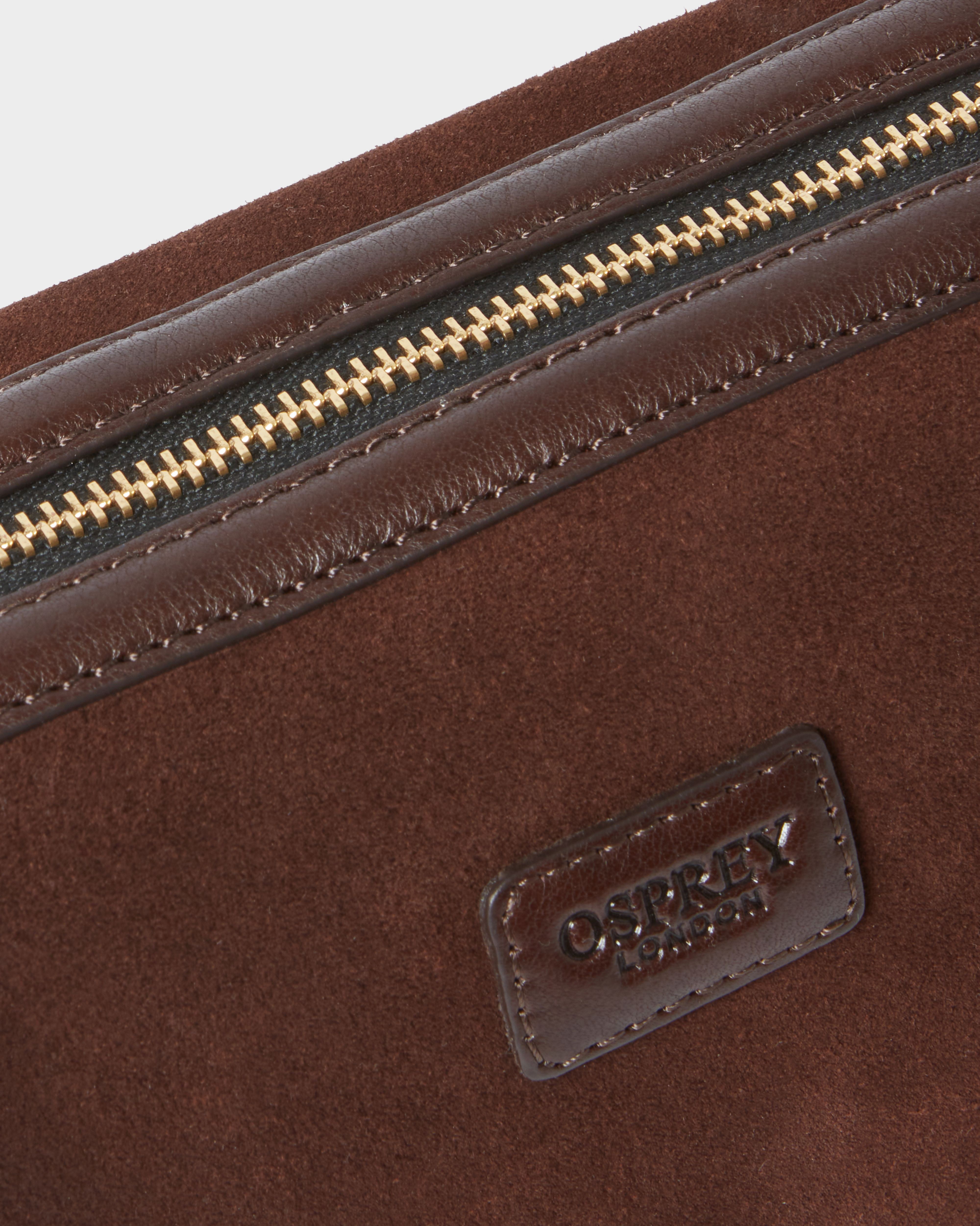 Image number 5 of The Mocha Suede Washbag in Bitter Chocolate