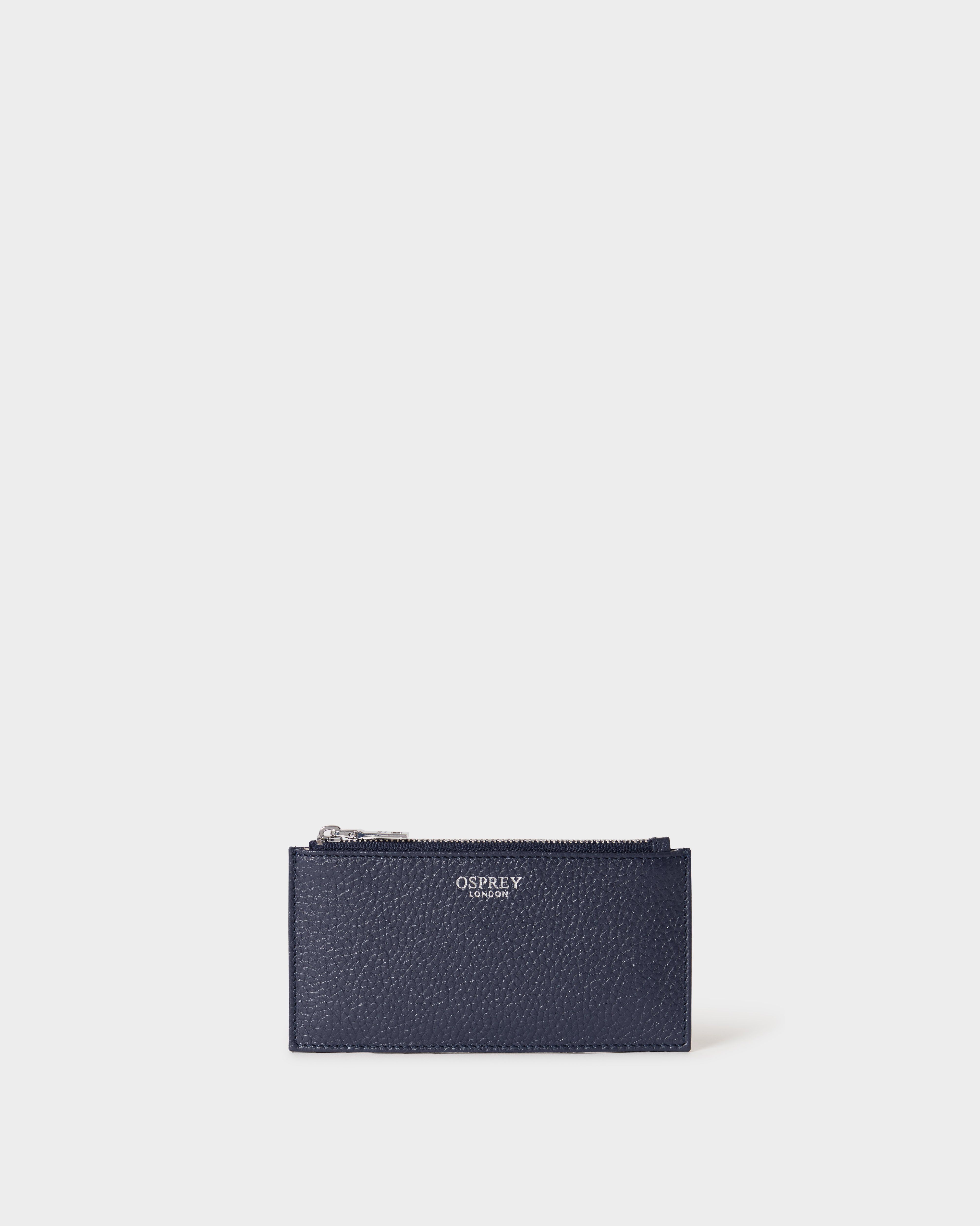 The Core Small Leather Card Pouch in Navy