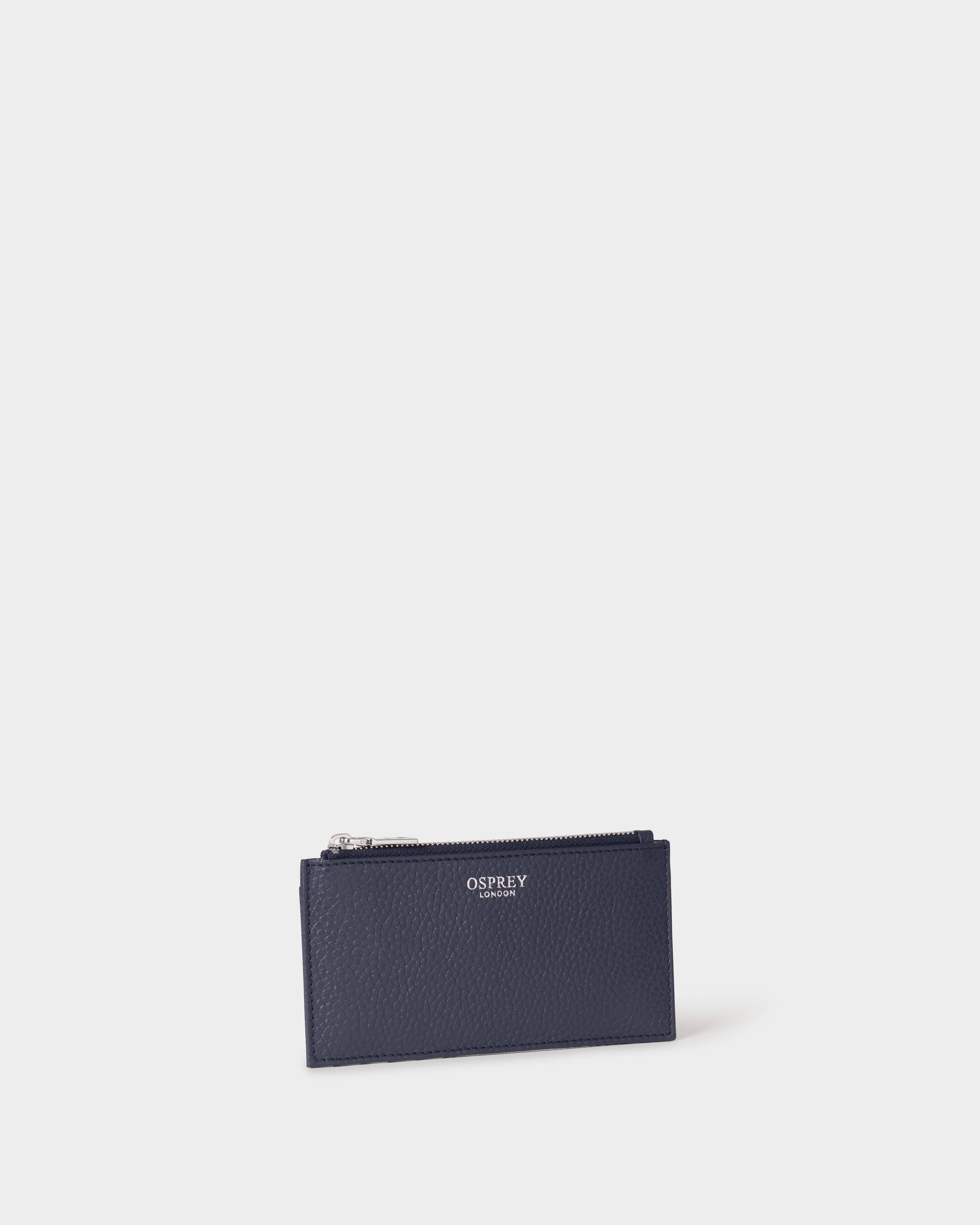 Image number 2 of The Core Small Leather Card Pouch in Navy