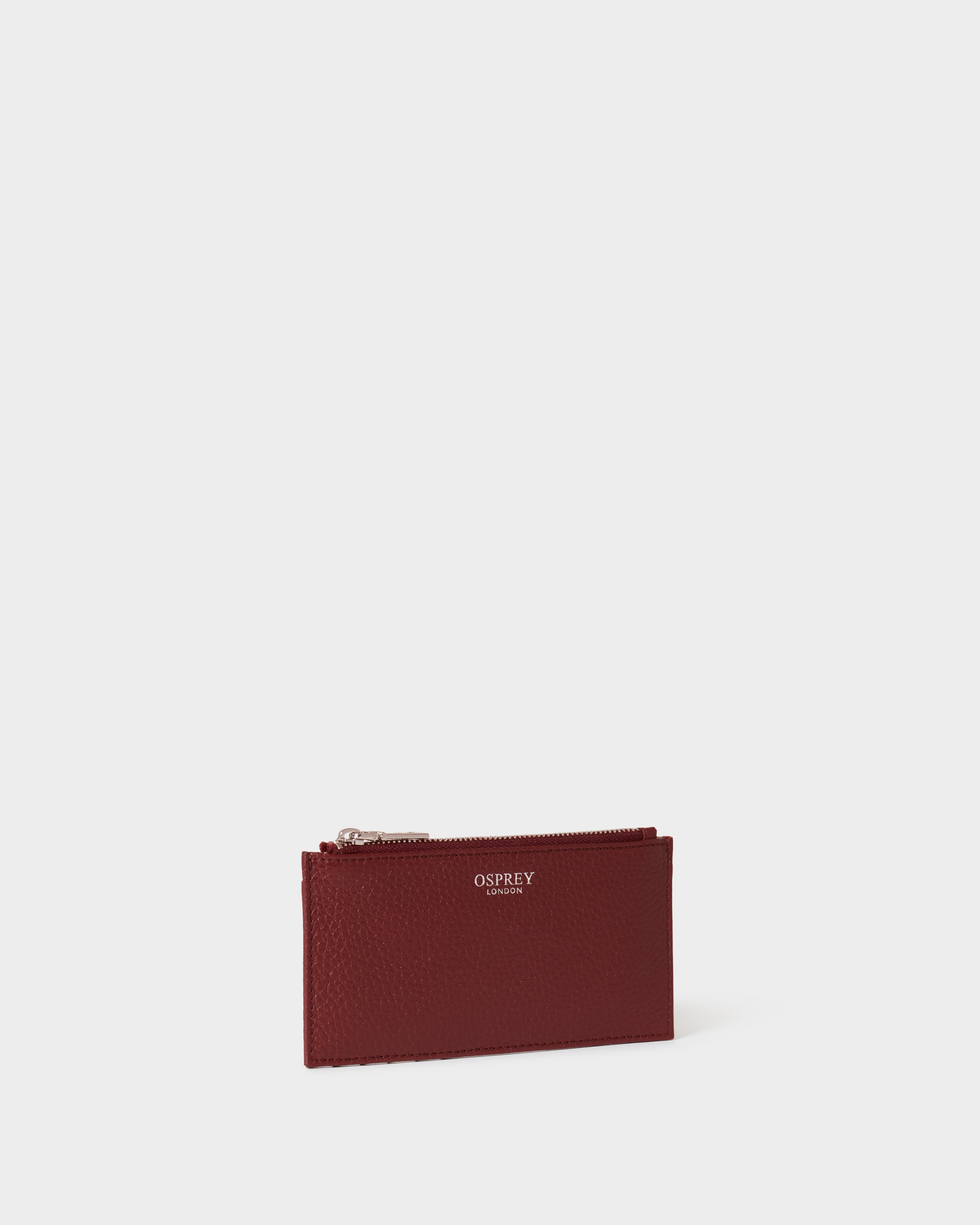Image number 2 of The Core Small Leather Card Pouch in Merlot