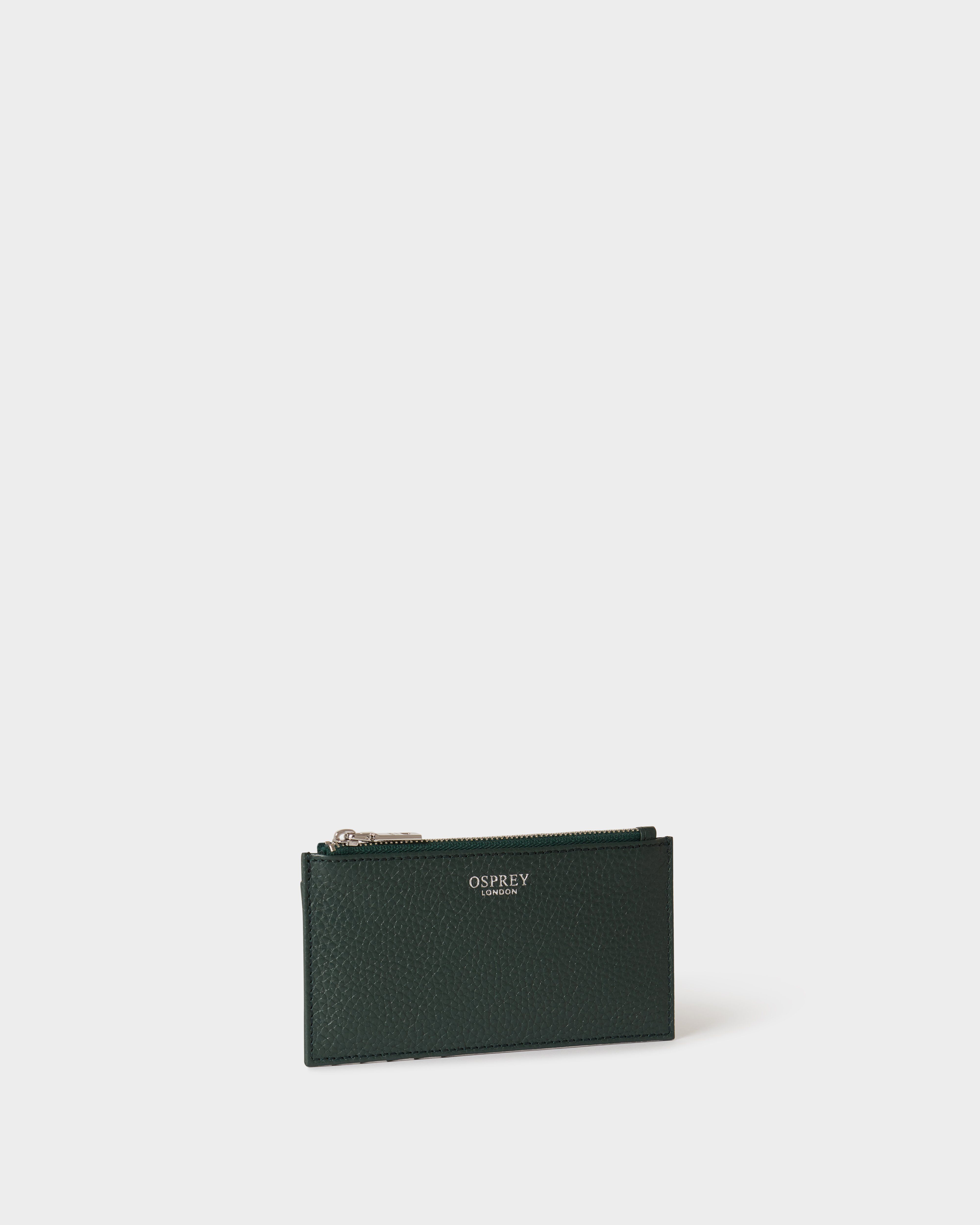 Image number 2 of The Core Small Leather Card Pouch in Forest