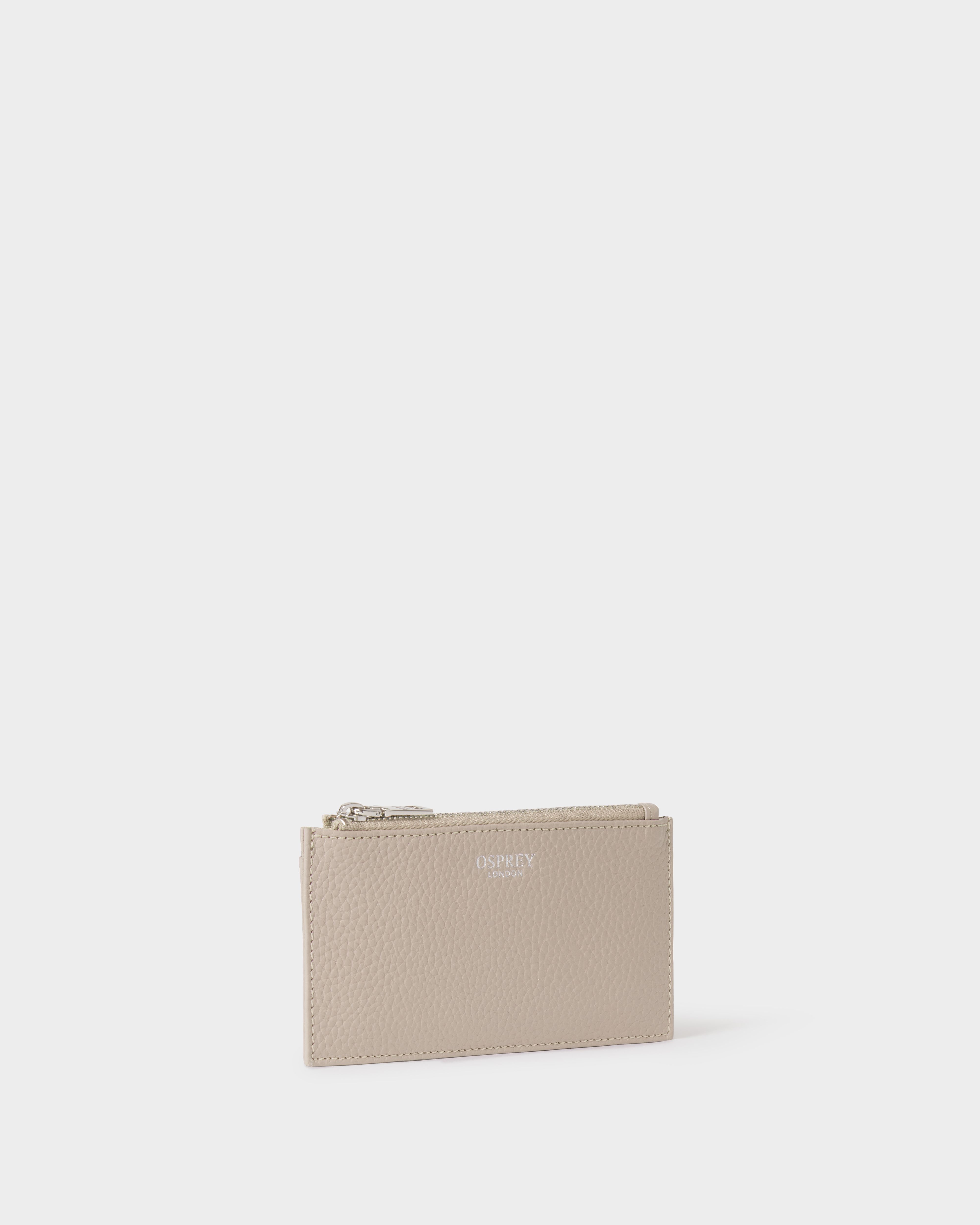 The Core Small Leather Card Pouch in Taupe
