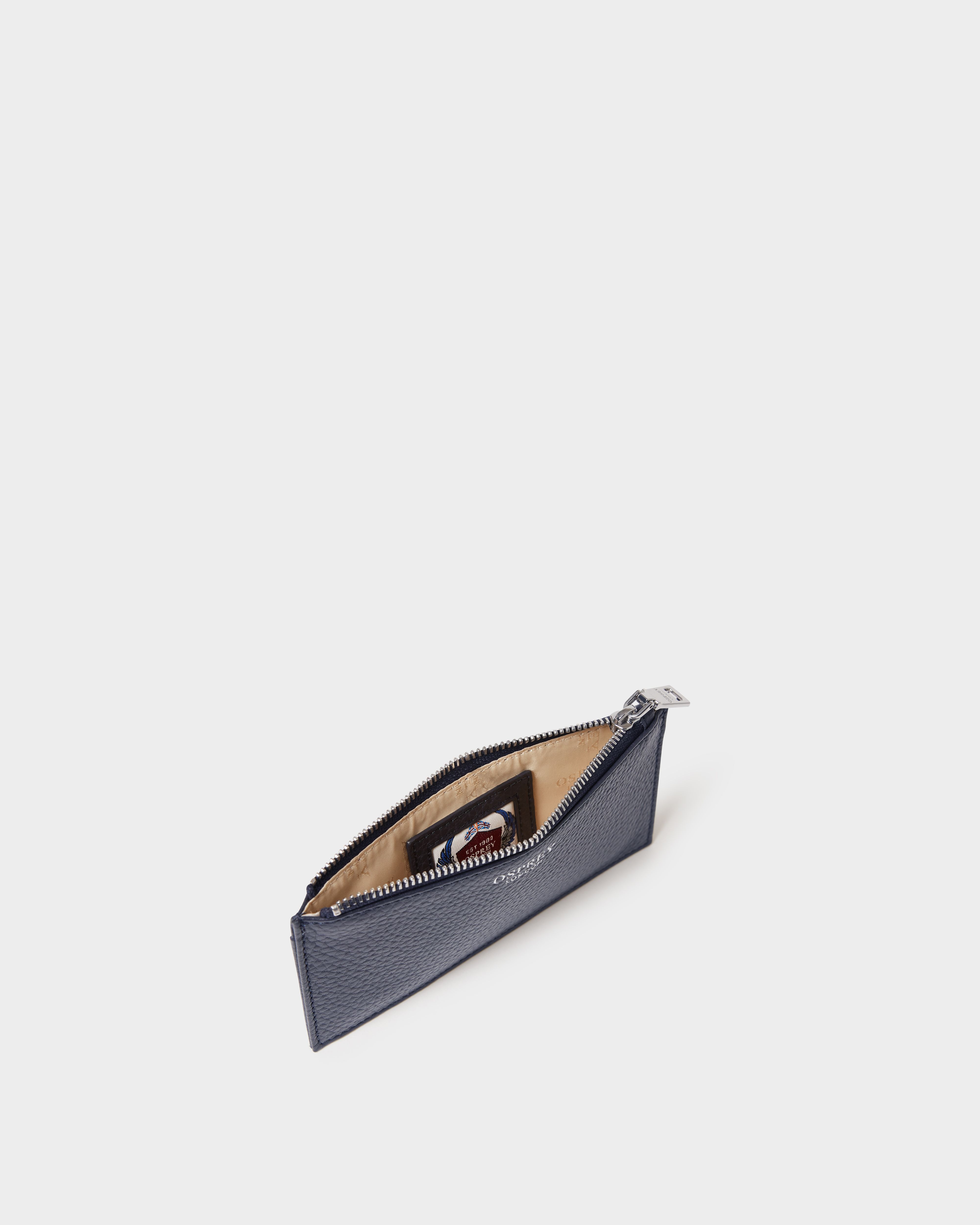 Image number 3 of The Core Small Leather Card Pouch in Navy