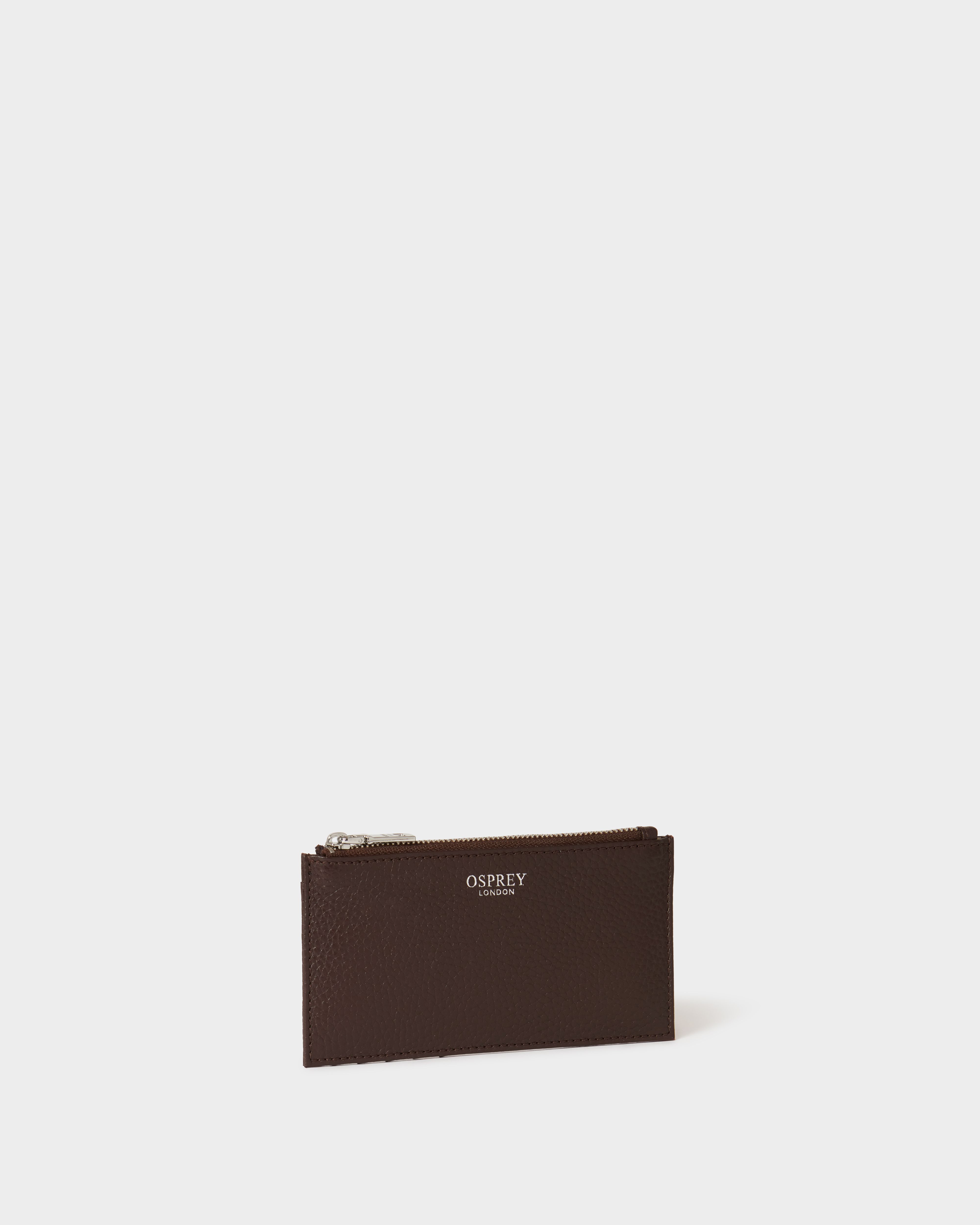 Image number 2 of The Core Small Leather Card Pouch in Bitter Chocolate