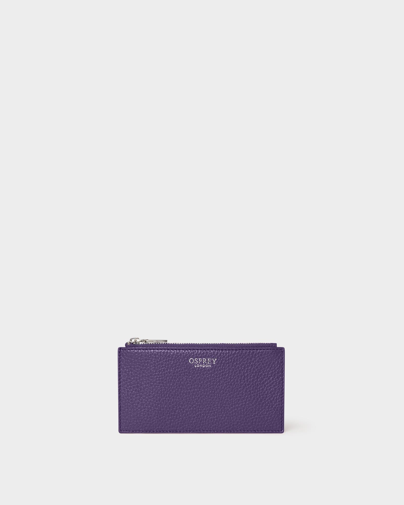 Image number 1 of The Core Small Leather Card Pouch in Purple