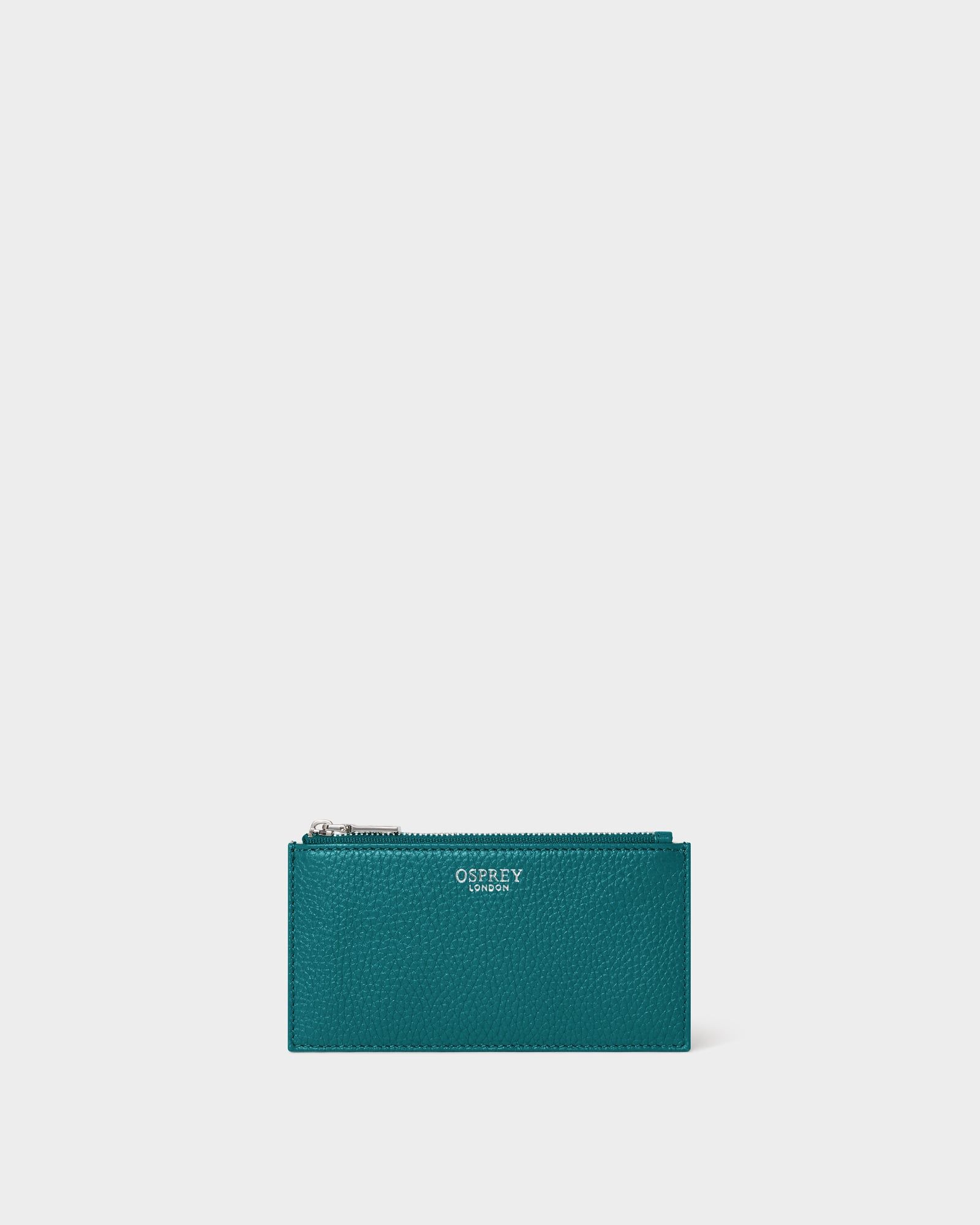 Image number 1 of The Core Small Leather Card Pouch in Dark Teal