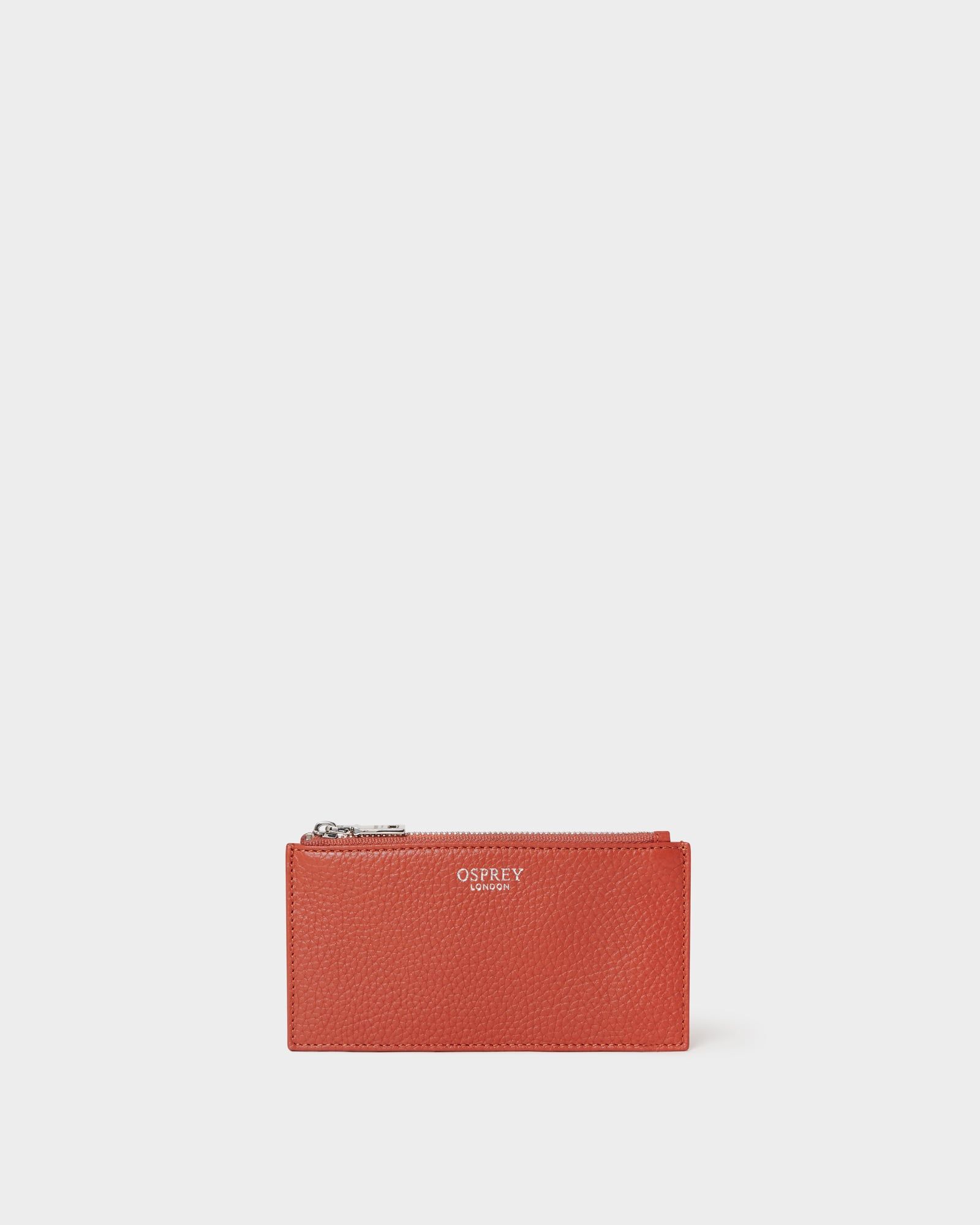 Image number 1 of The Core Small Leather Card Pouch in Burnt Orange