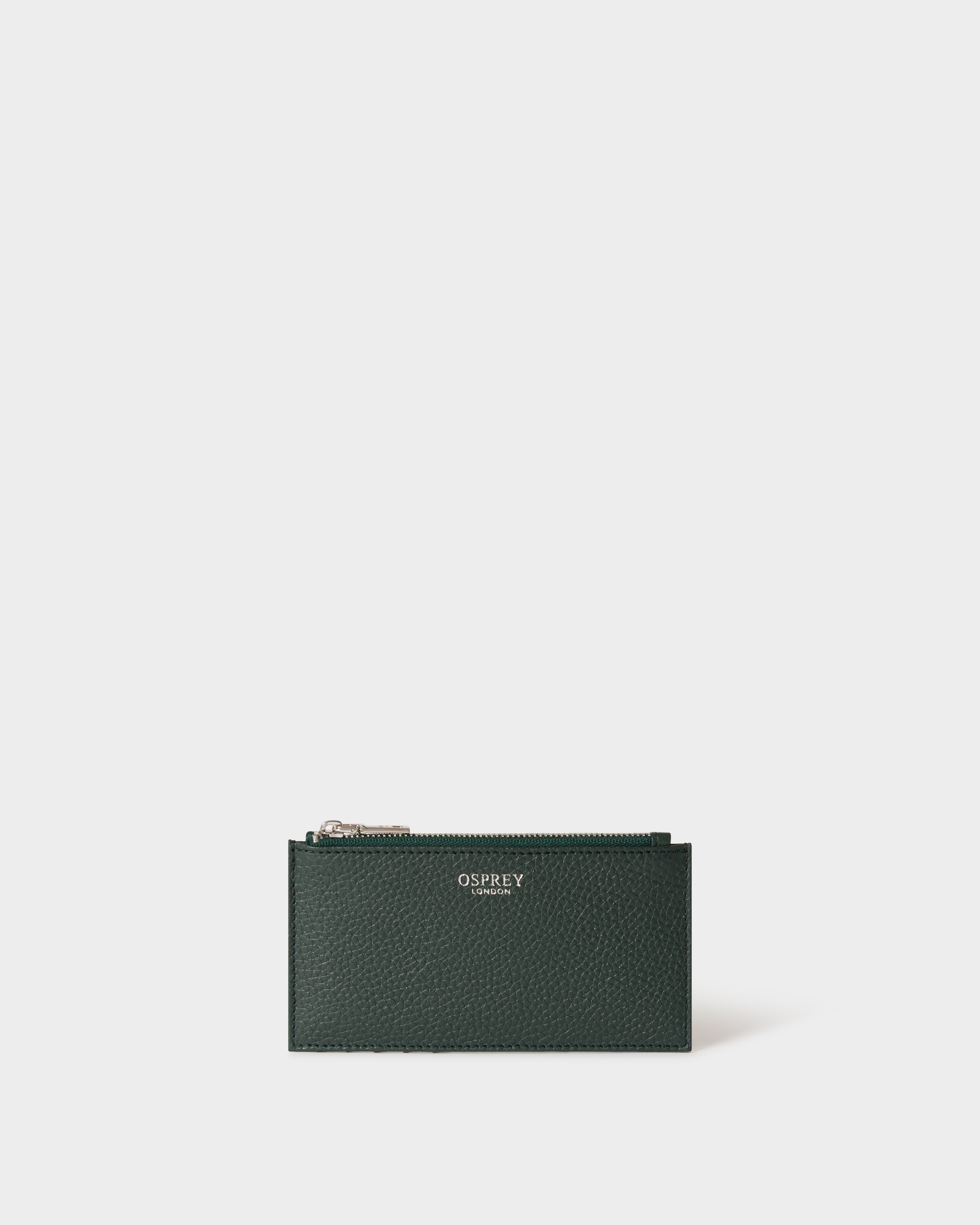 The Core Small Leather Card Pouch in Forest