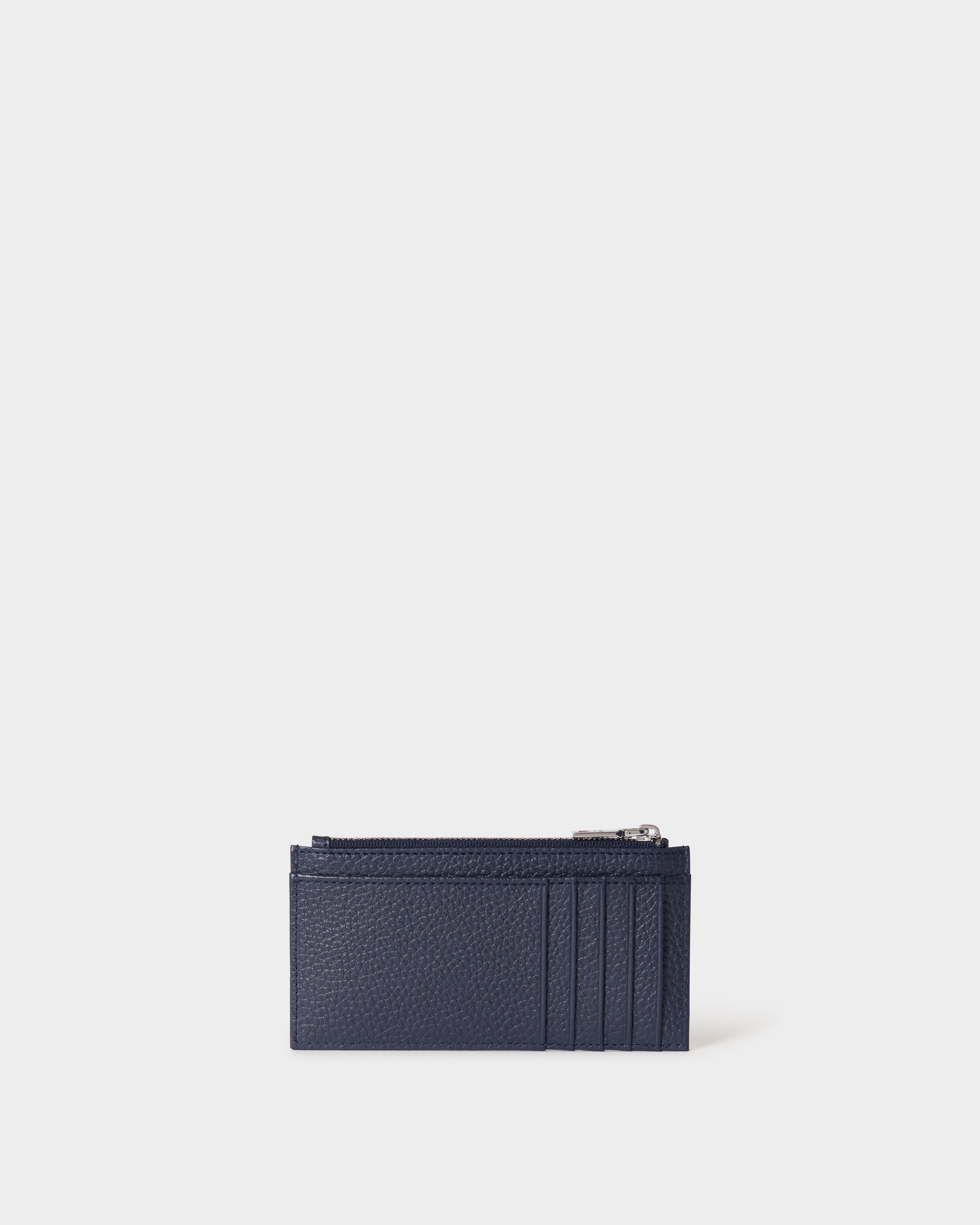 Image number 4 of The Core Small Leather Card Pouch in Navy