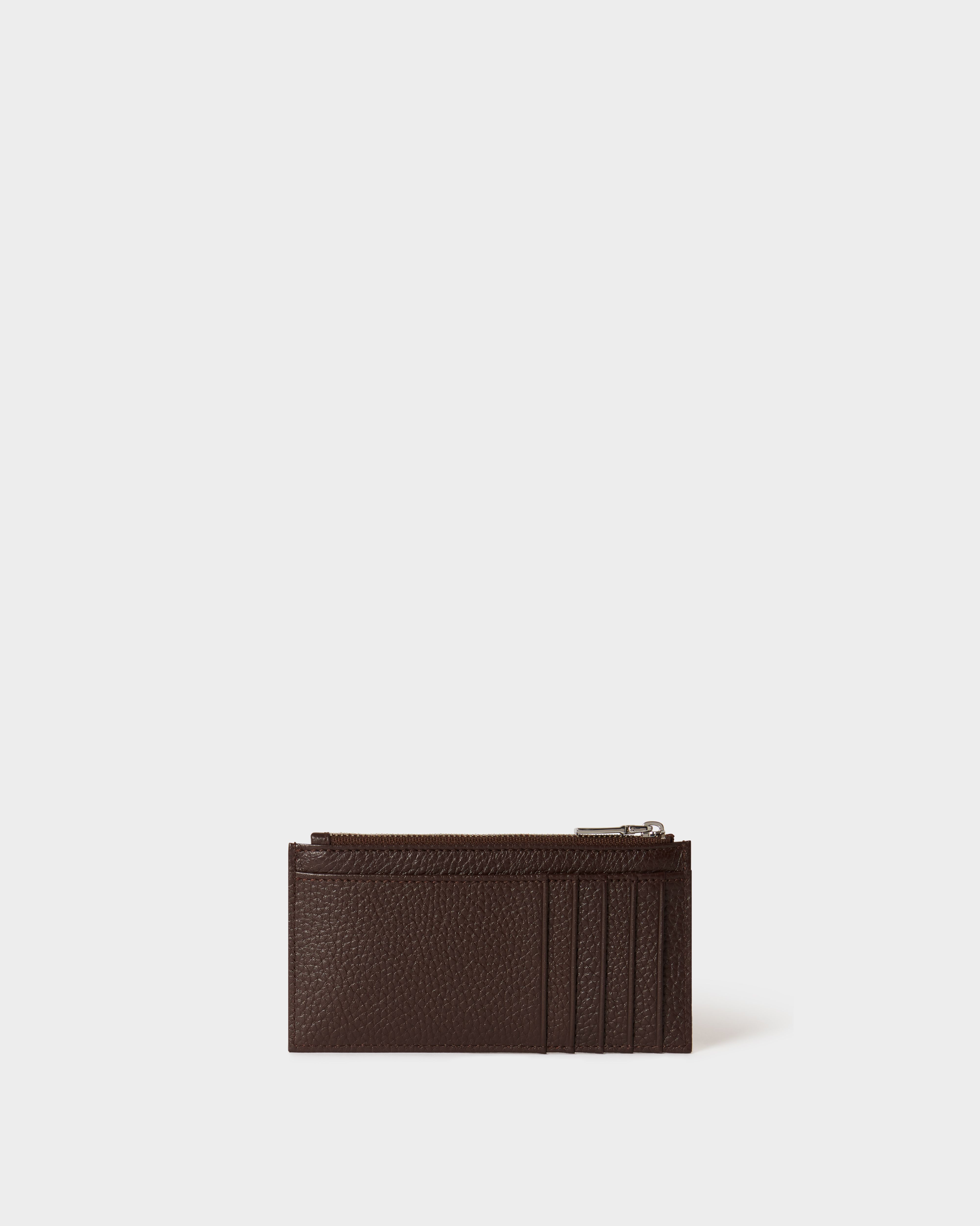 Image number 4 of The Core Small Leather Card Pouch in Bitter Chocolate
