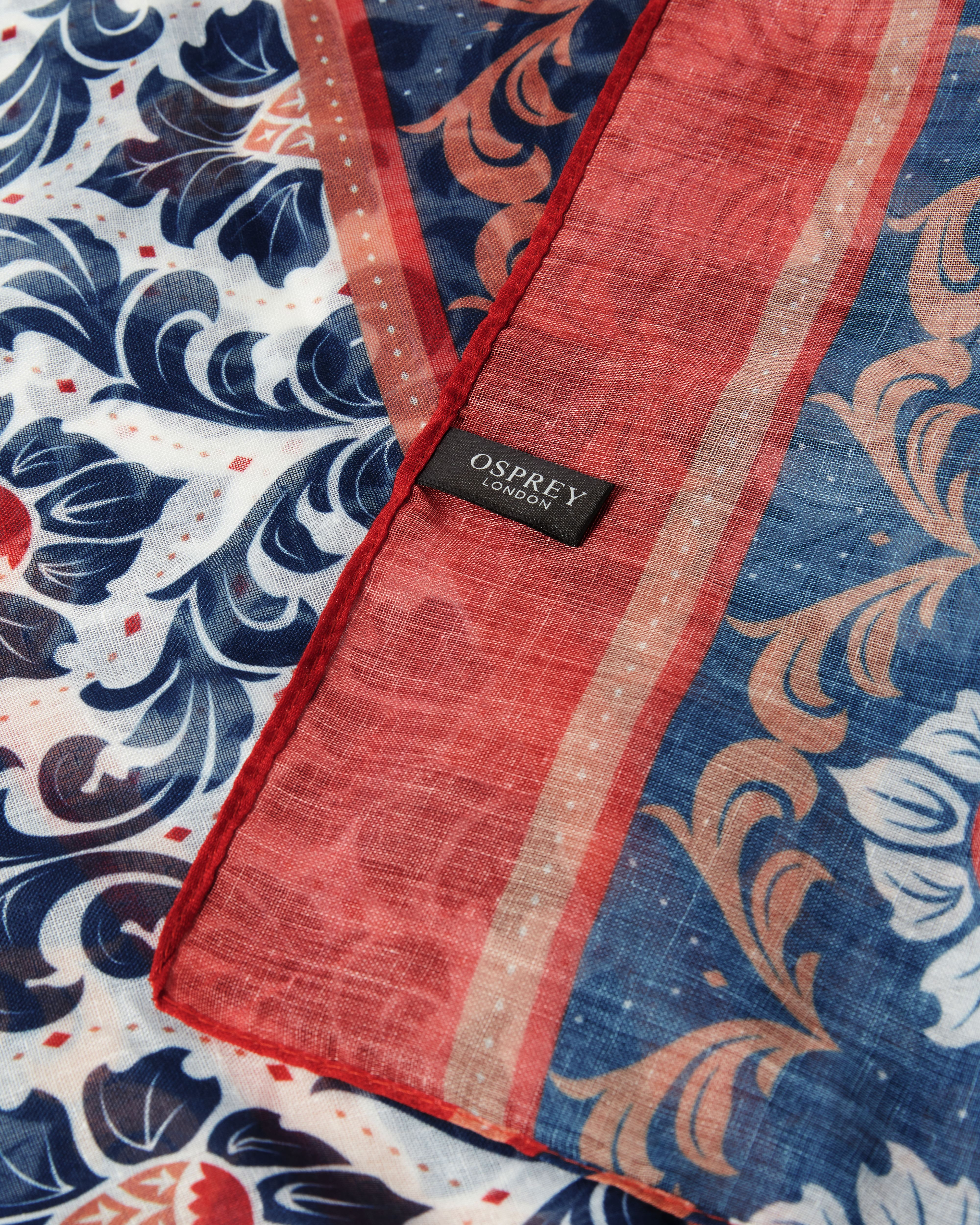 Image number 5 of The Rosewood Garden Boxed Scarf in Navy & Red