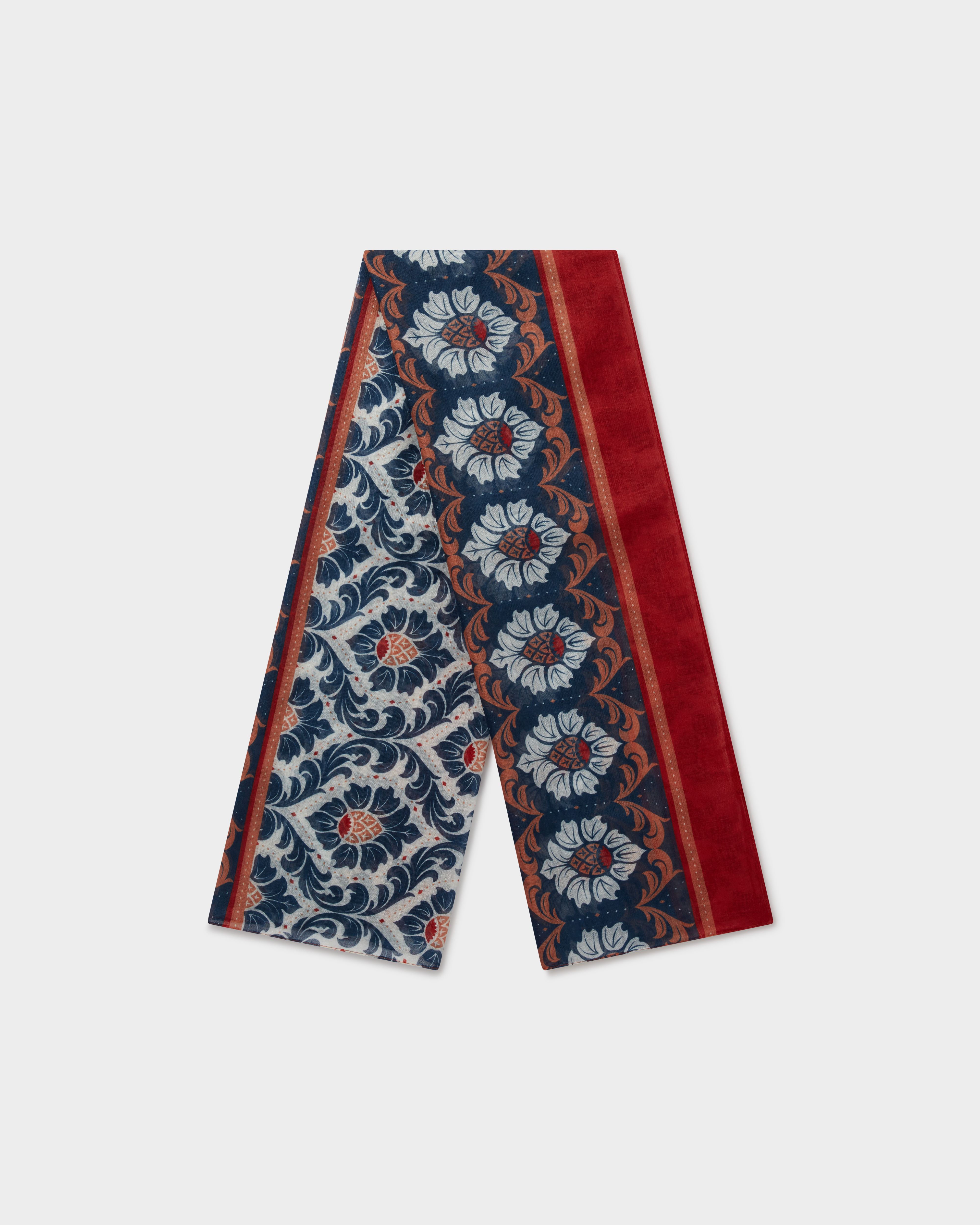 Image number 3 of The Rosewood Garden Boxed Scarf in Navy & Red