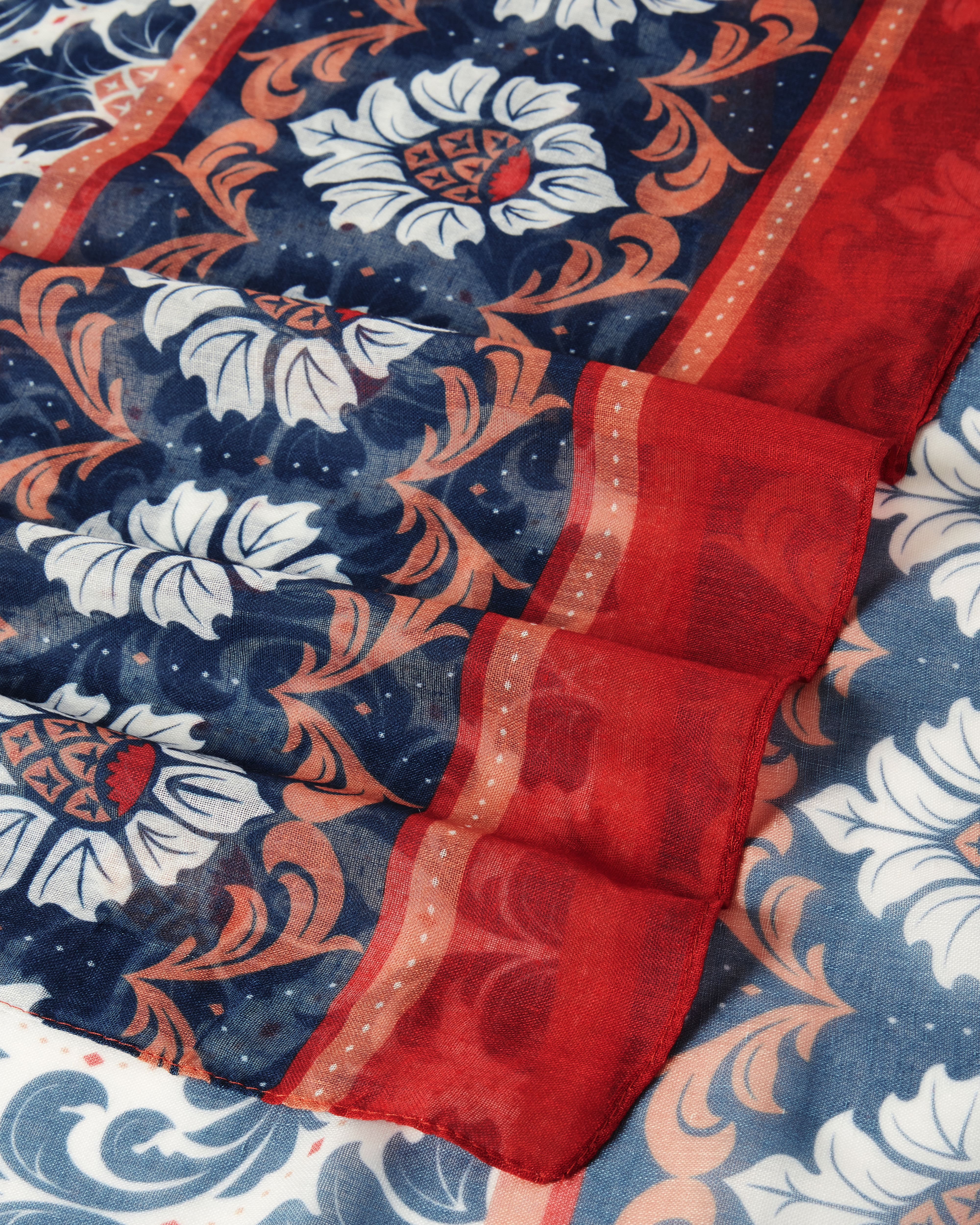 Image number 4 of The Rosewood Garden Boxed Scarf in Navy & Red