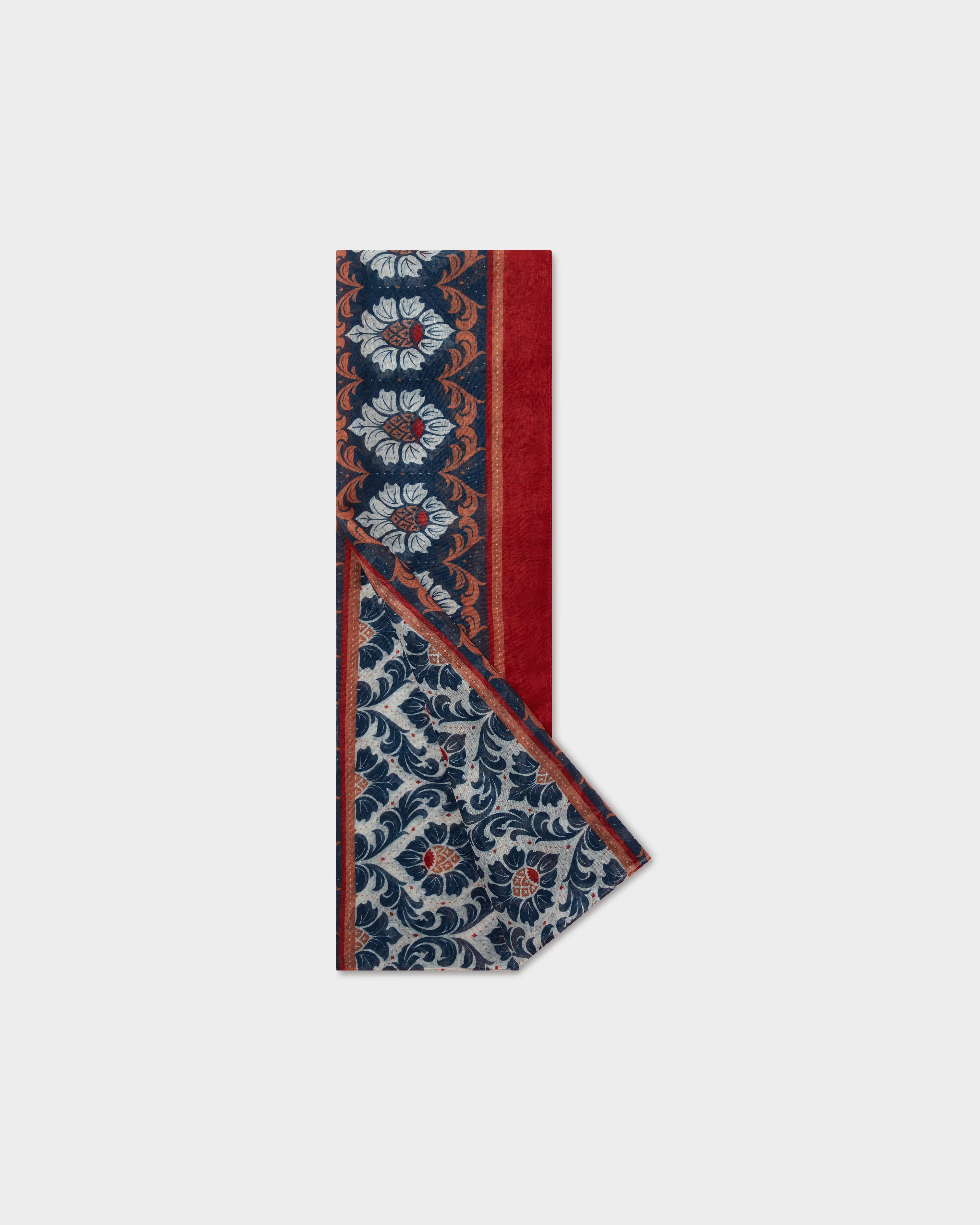 Image number 1 of The Rosewood Garden Boxed Scarf in Navy & Red
