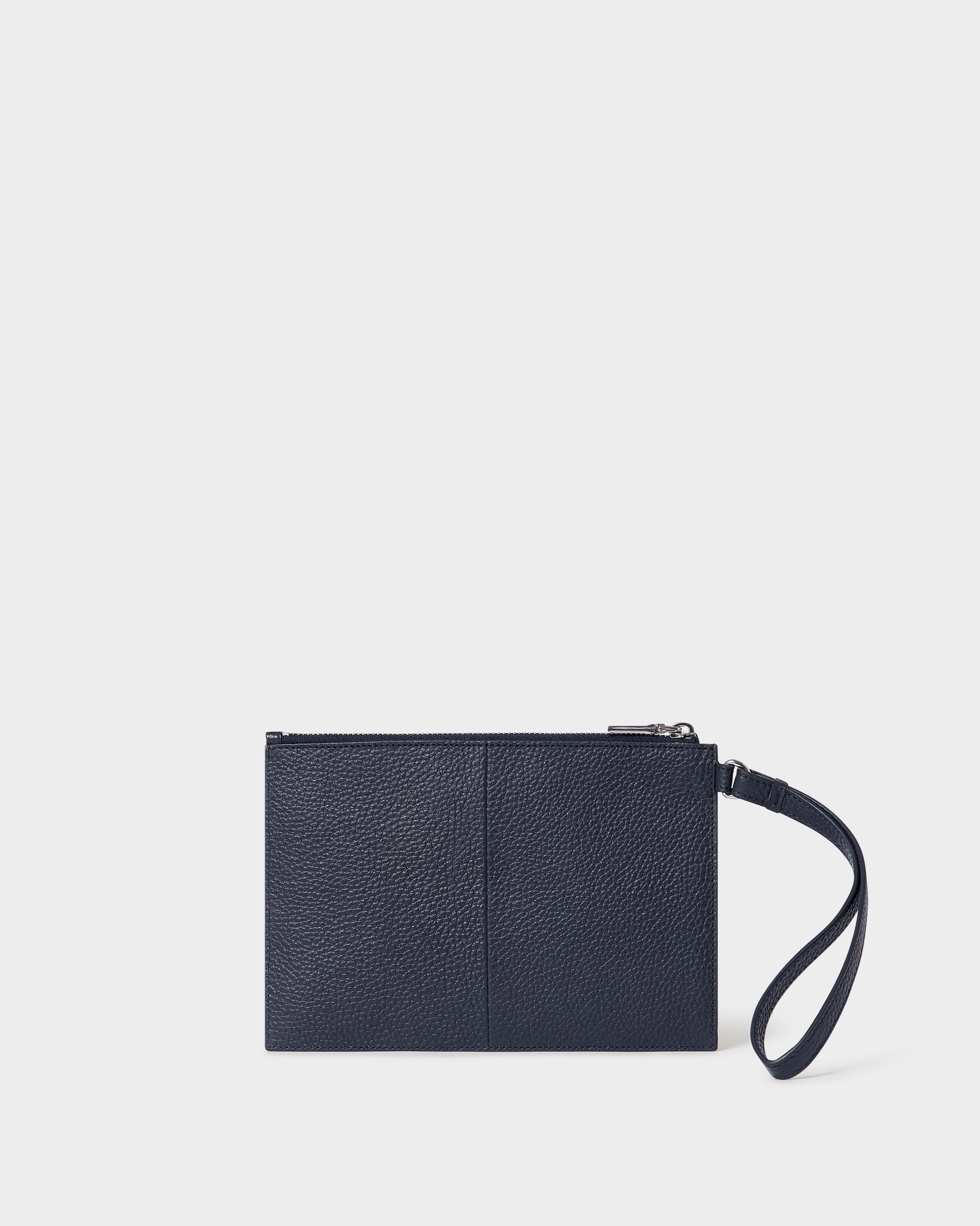 Image number 4 of The Core Large Leather Pouch in Navy