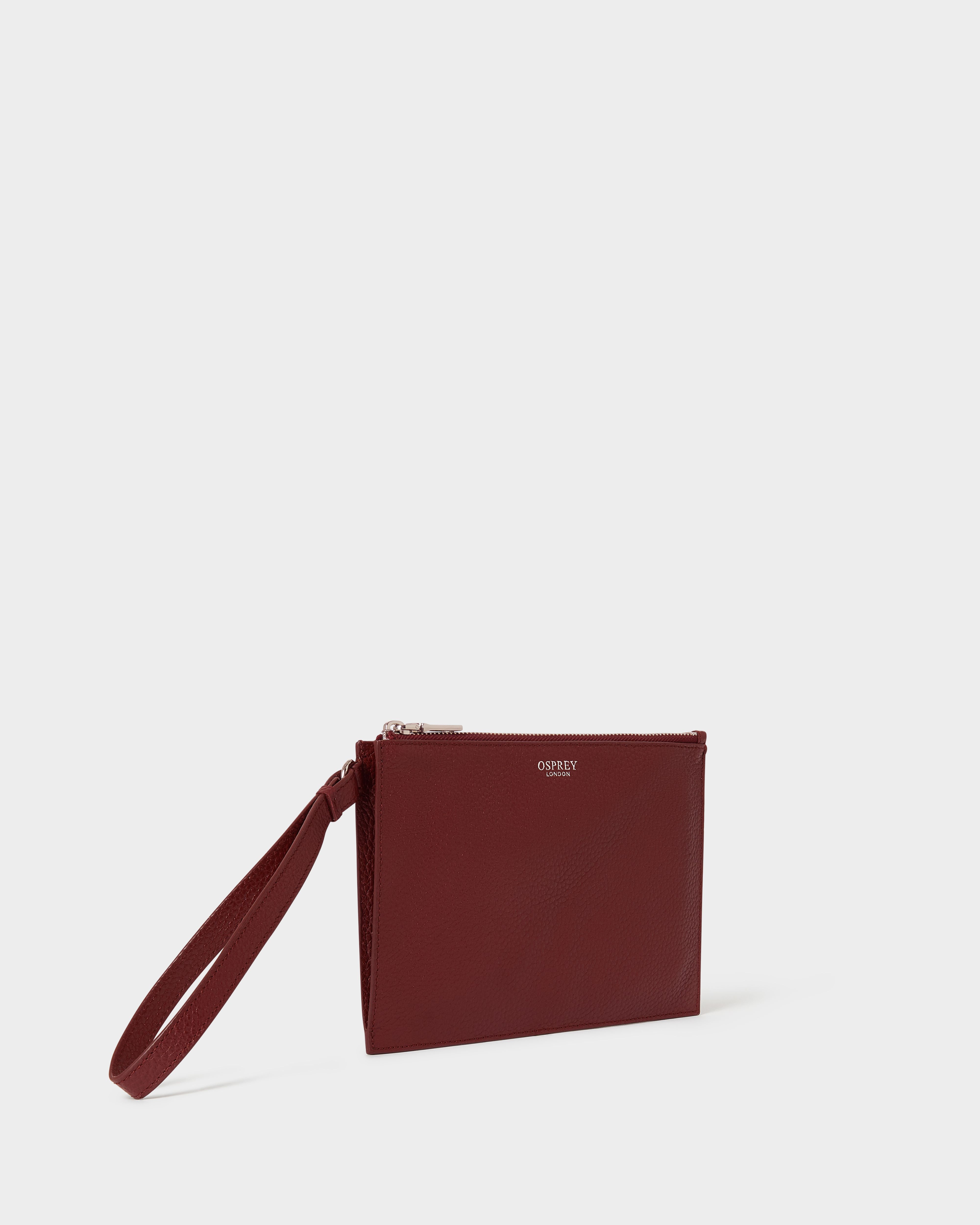 Image number 2 of The Core Large Leather Pouch in Merlot